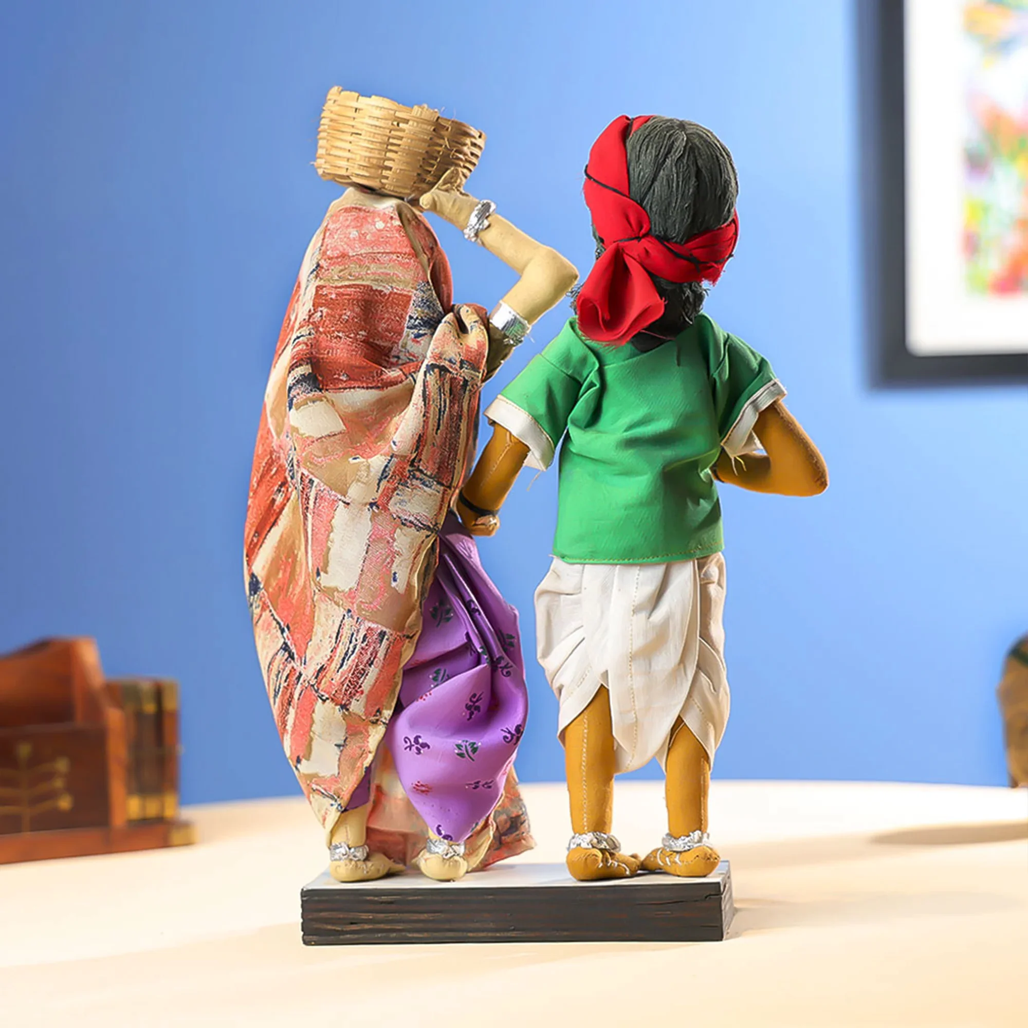 12" Cotton Farmer Couple Dolls Table Decor - Image 4