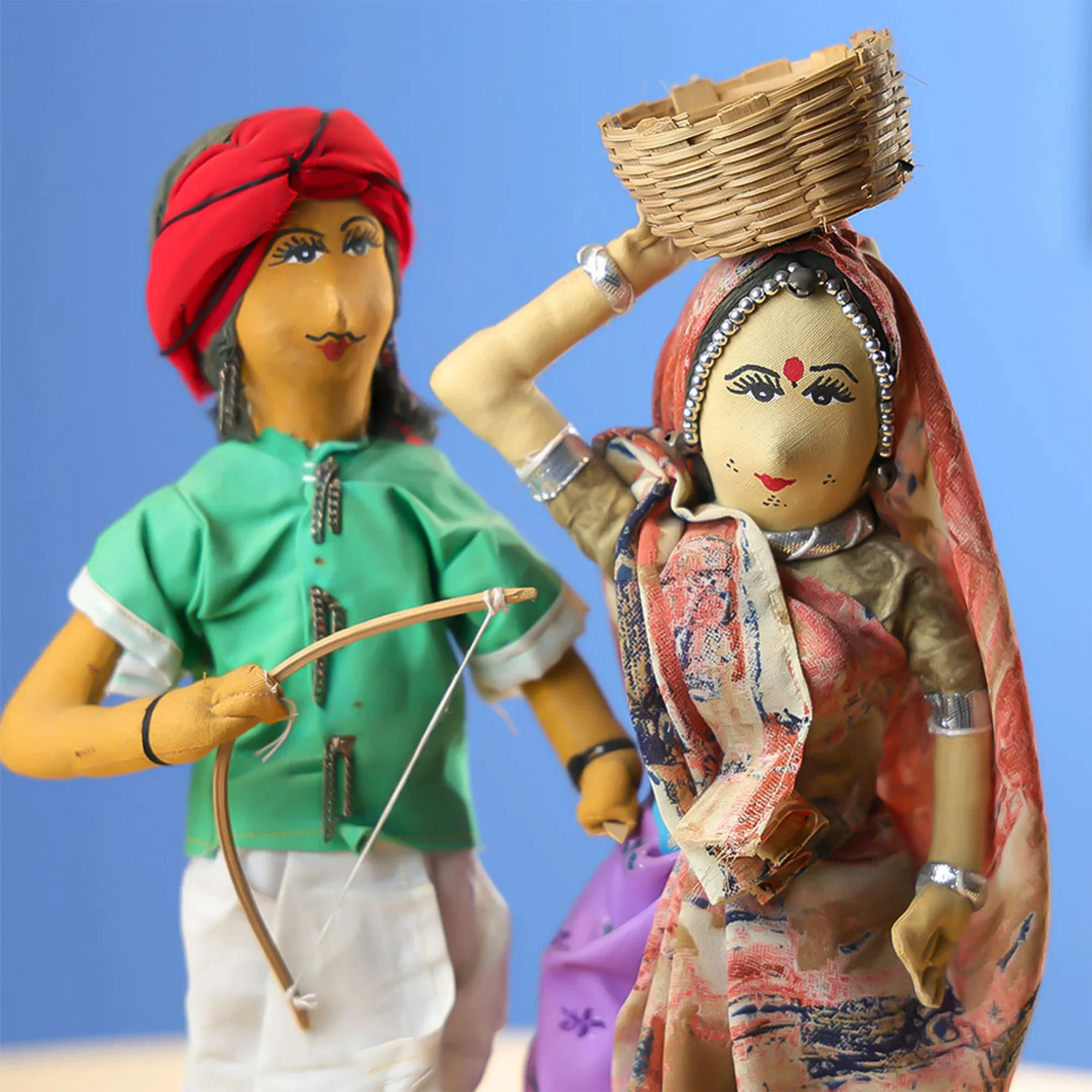 12" Cotton Farmer Couple Dolls Table Decor - Image 5