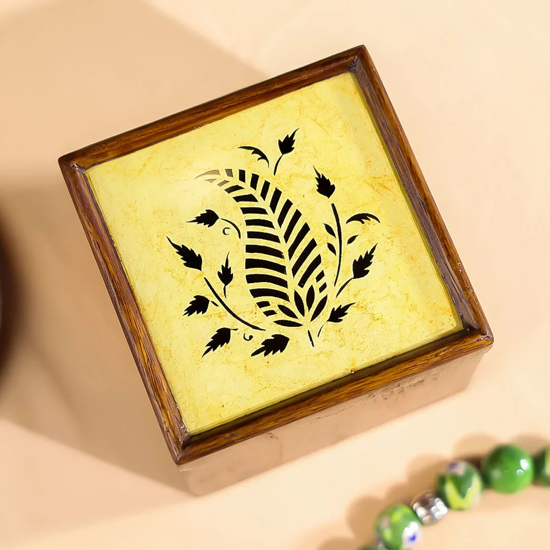 4" Teakwood Tribal Art Multi Purpose Box - Image 10