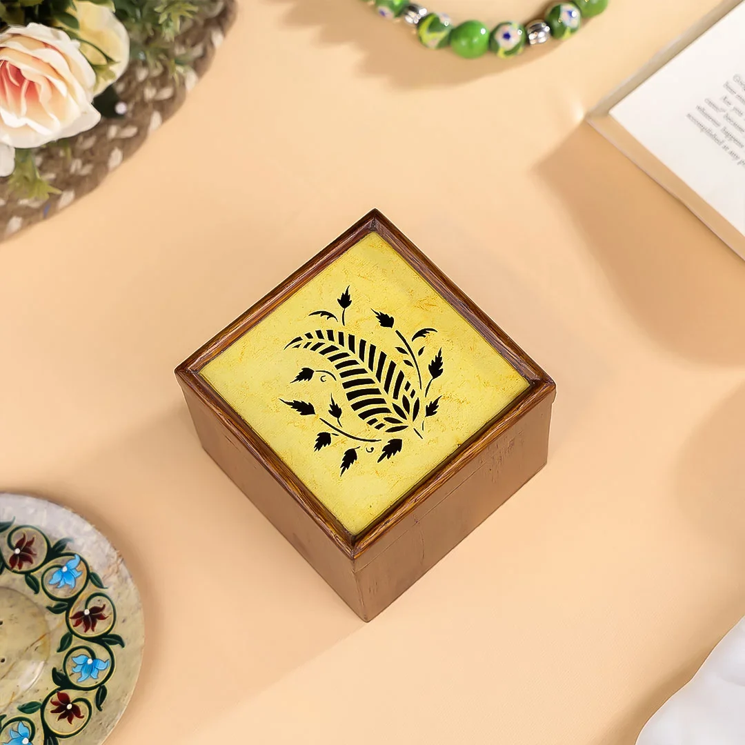 4" Teakwood Tribal Art Multi Purpose Box - Image 8