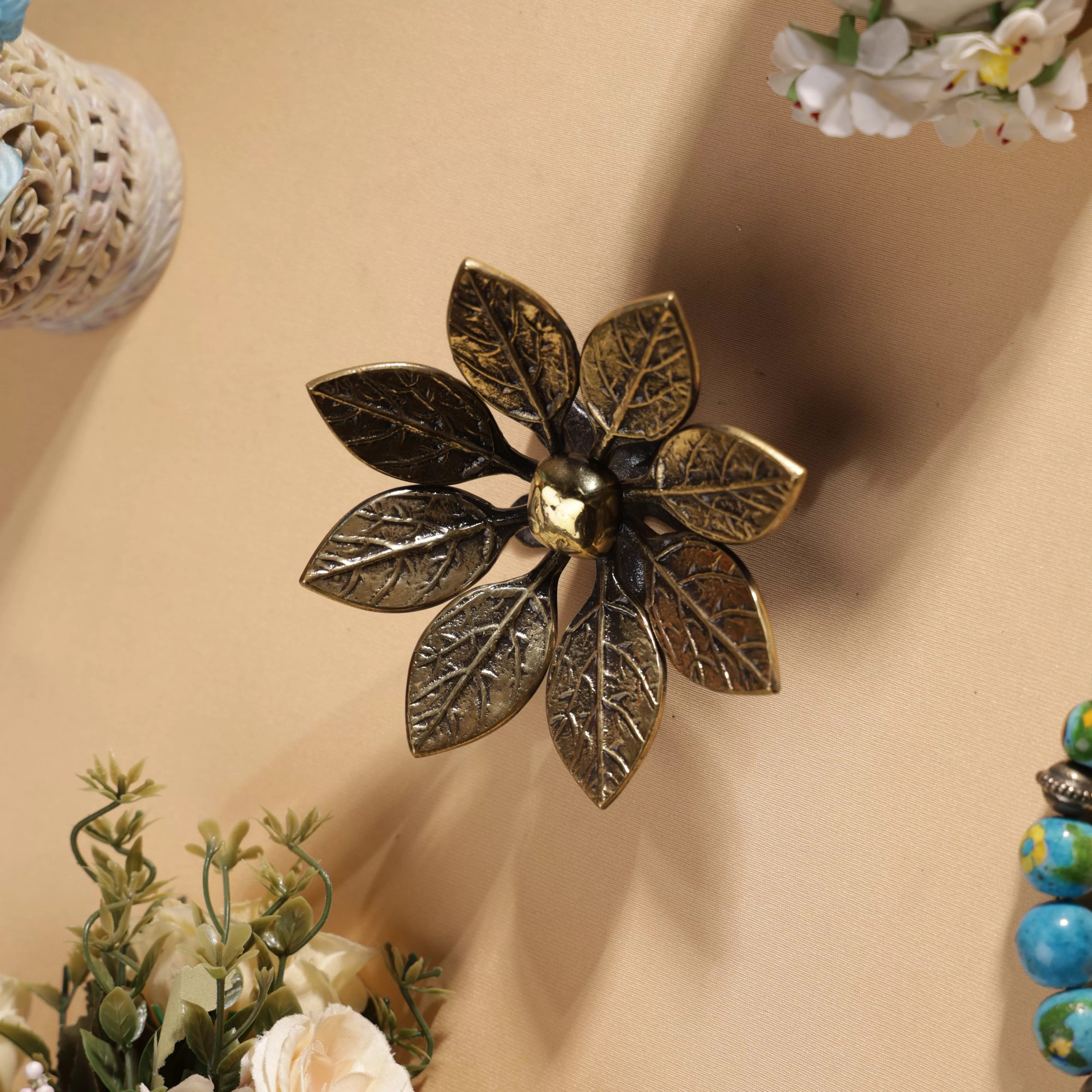 Antique Finish Brass Blossoming Pulmeria Table Decor - Image 3