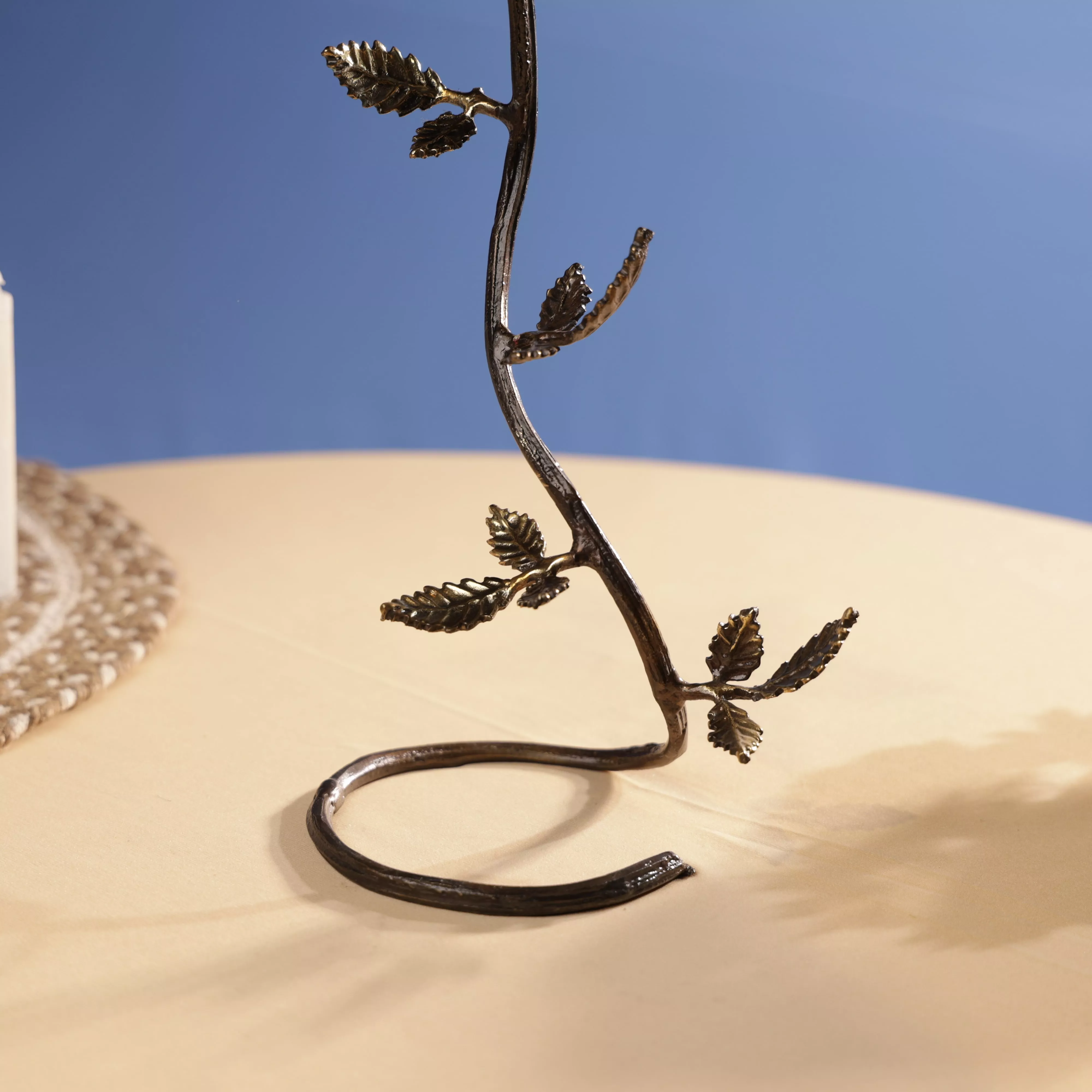 Antique FInish Brass Lotus Flower Twig Table Decor - Image 7