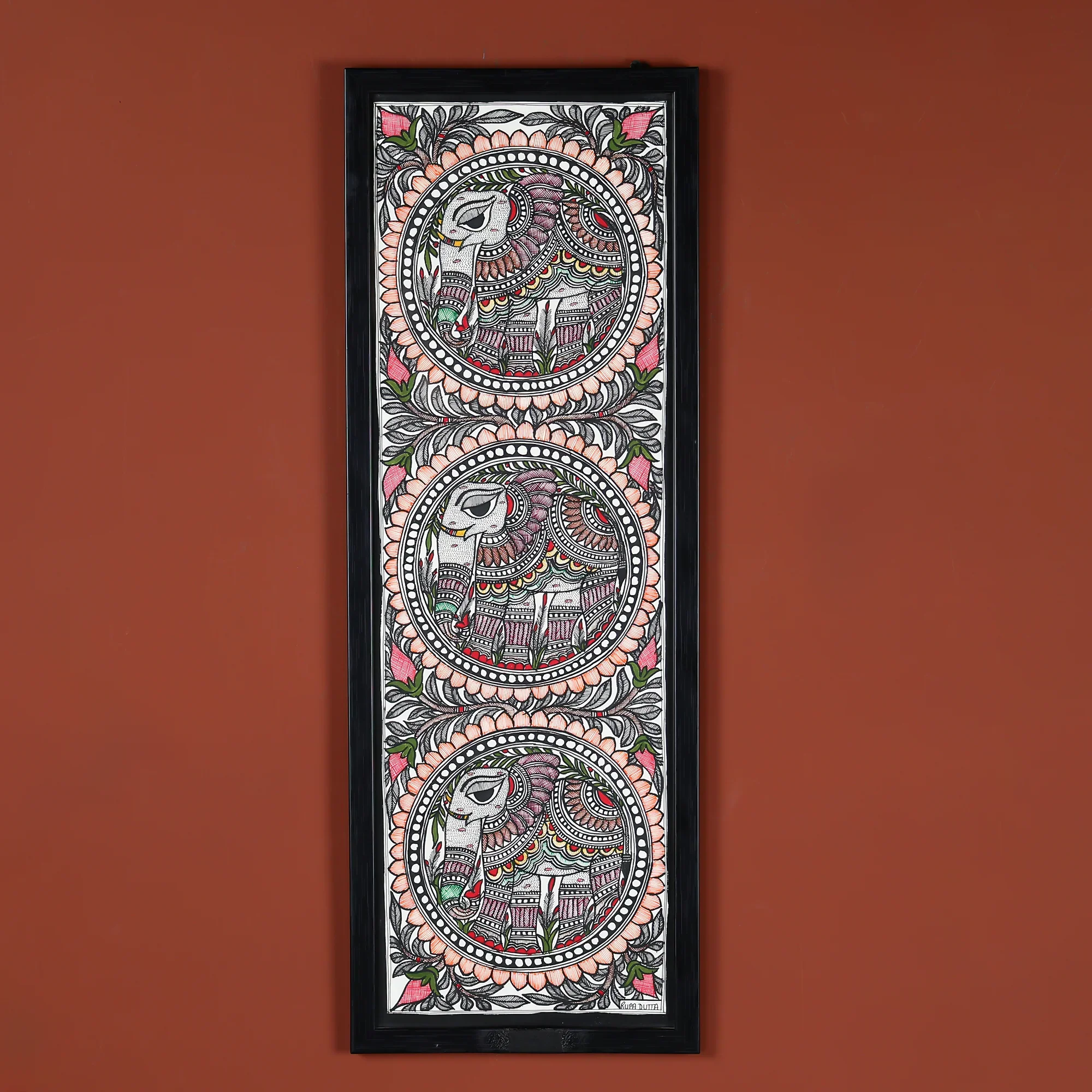 Beautiful Hand-Painted Elephant Wall Art With Intricate Design