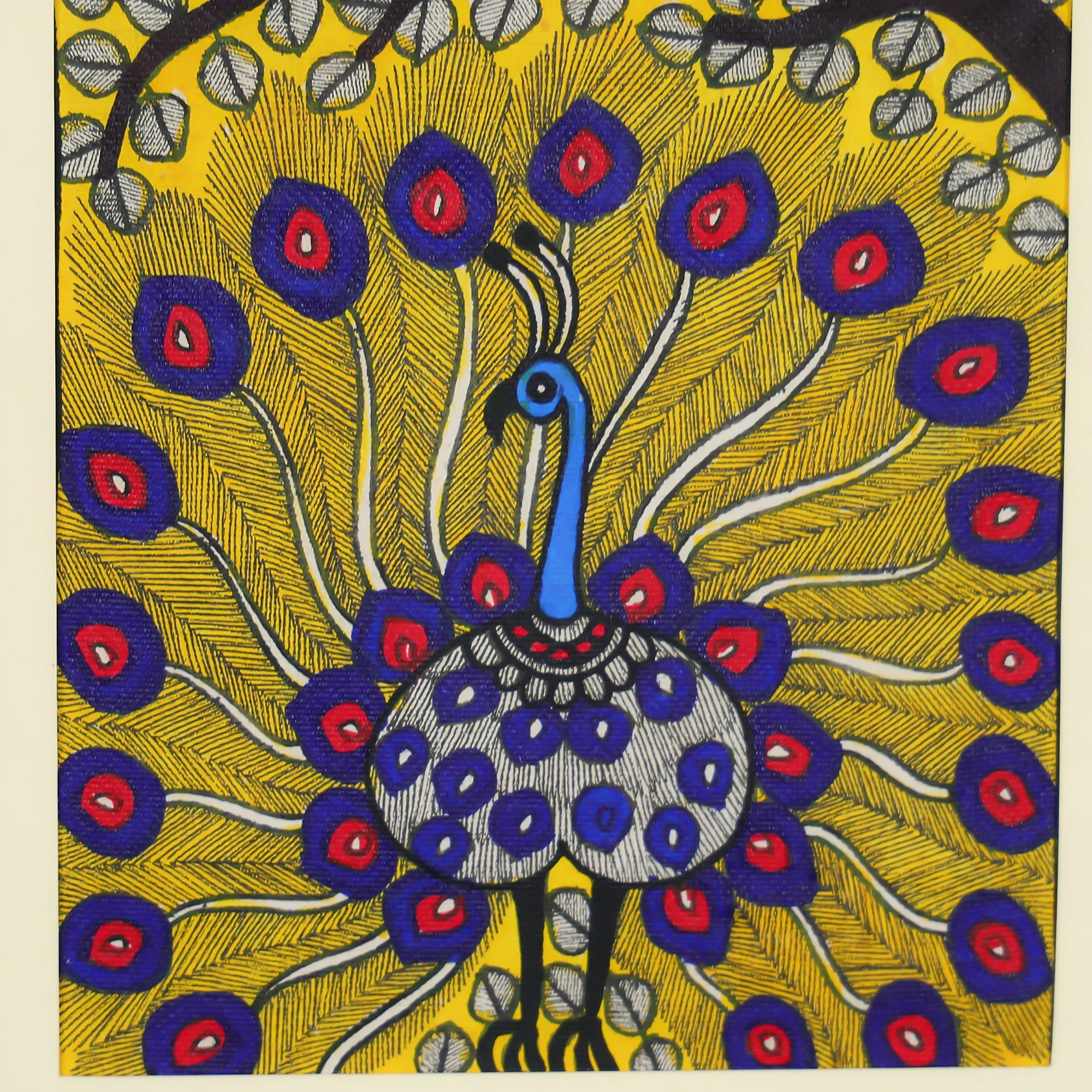 Bold Hand-Painted Peacock Art With Unique Detailing - Image 3