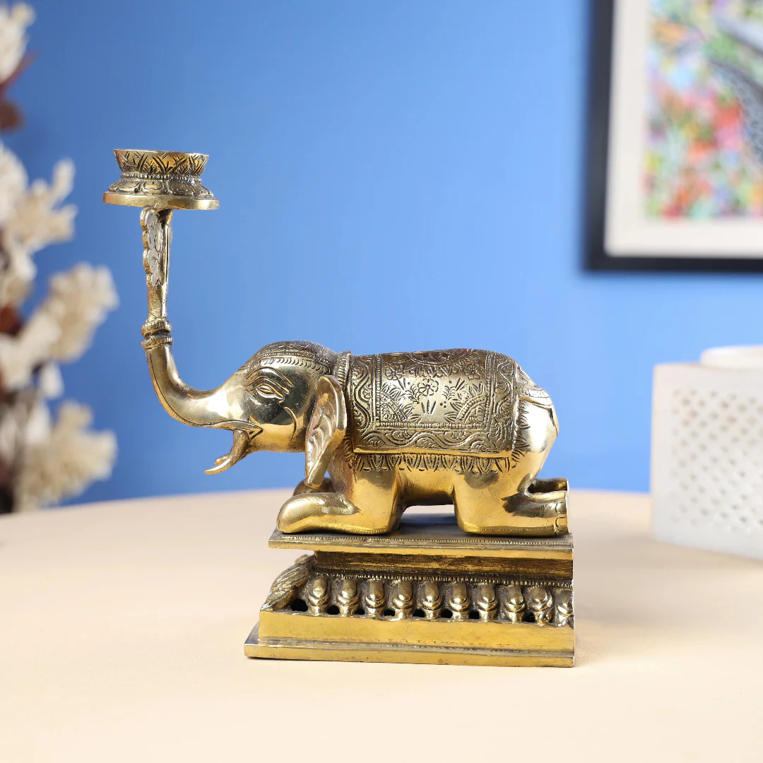 8.5" Brass Antique Elephant