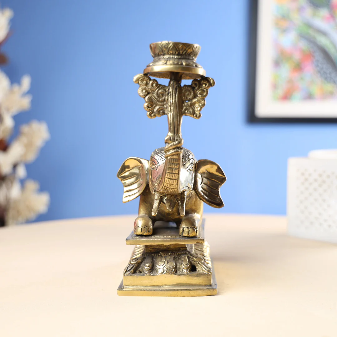 8.5" Brass Antique Elephant - Image 2