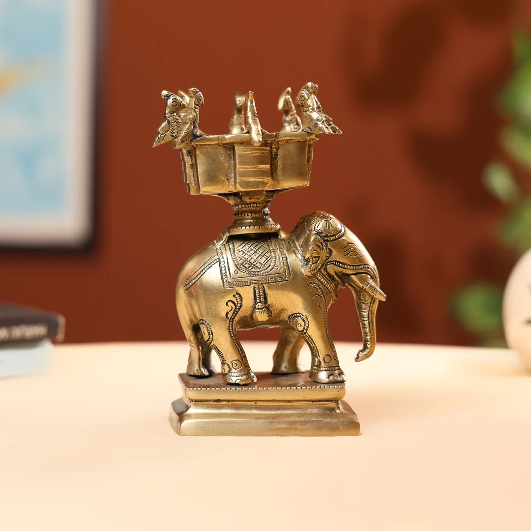 Brass Antique Elephant Hawan Kund - Image 5