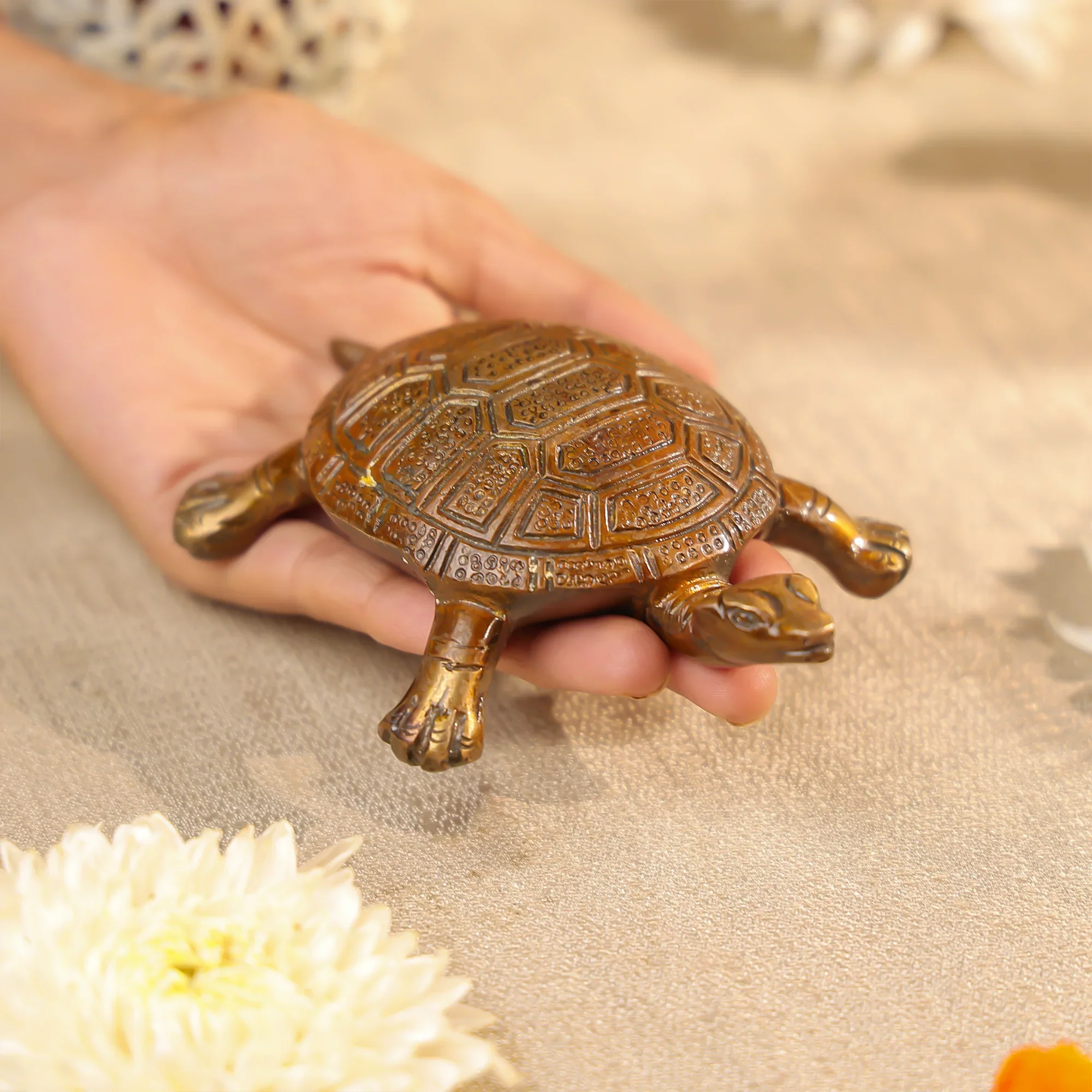 Brass Designer Vastu Turtle Antique Finish - Image 2