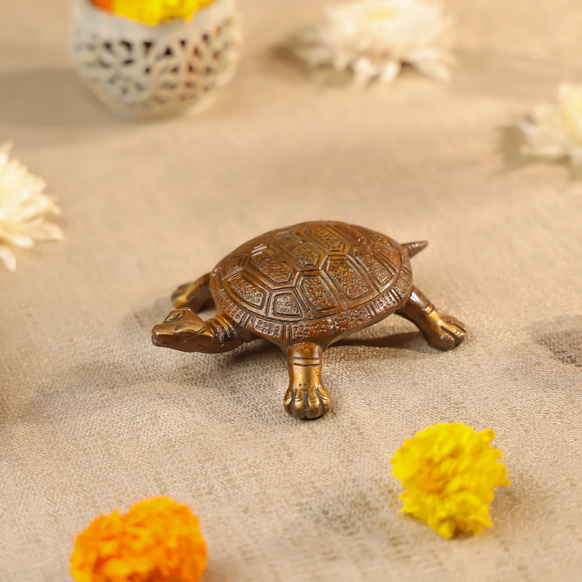 Brass Designer Vastu Turtle Antique Finish - Image 3