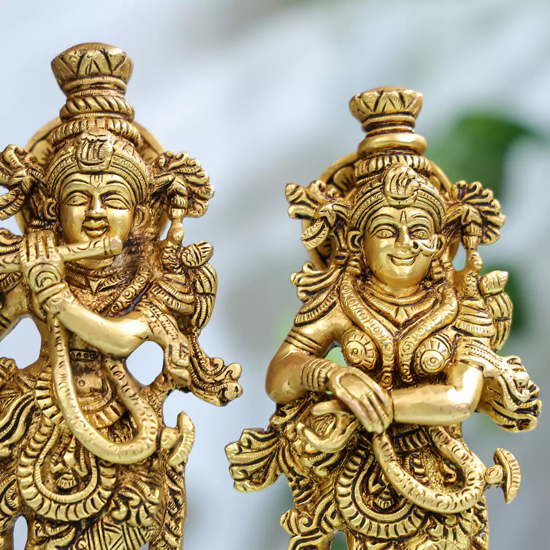 10" Super Fine Brass Radha Krishna Pair - Image 4