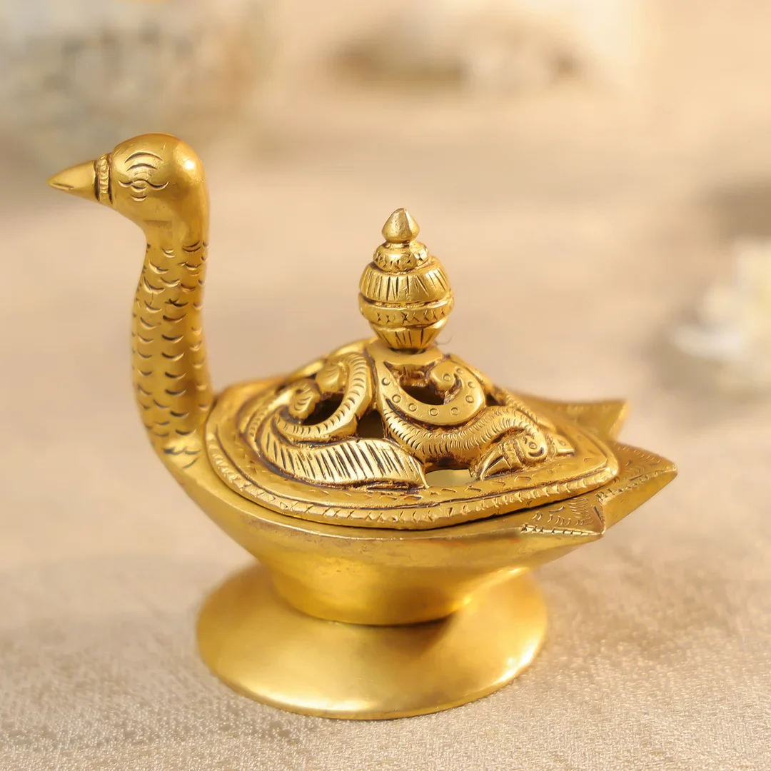 Brass Duck Shaped Designer Dhoop Dani - Image 3