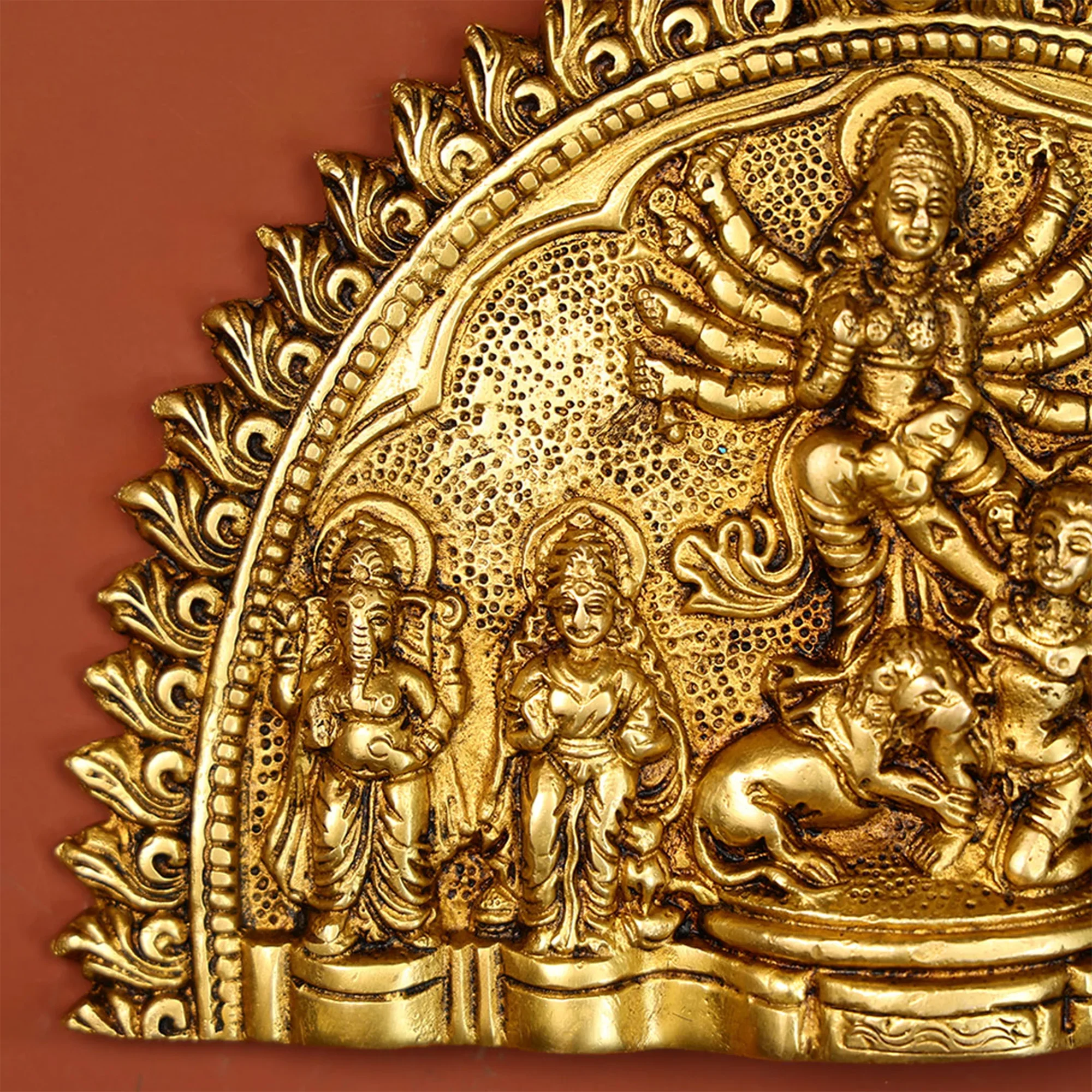 Brass Durga Parivar Wall Hanging Plate - Image 3