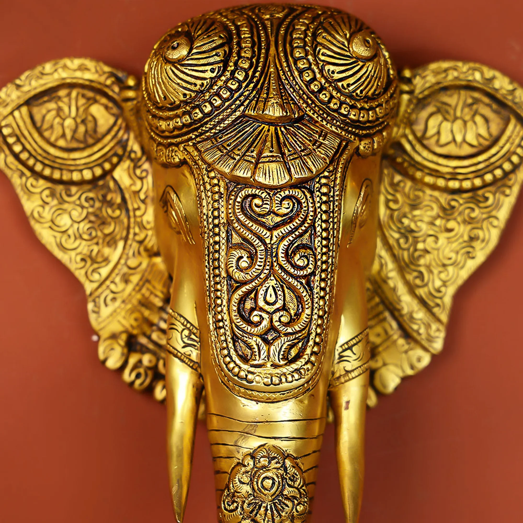 Brass Ganesha Wall Hanging With Bell - Image 3