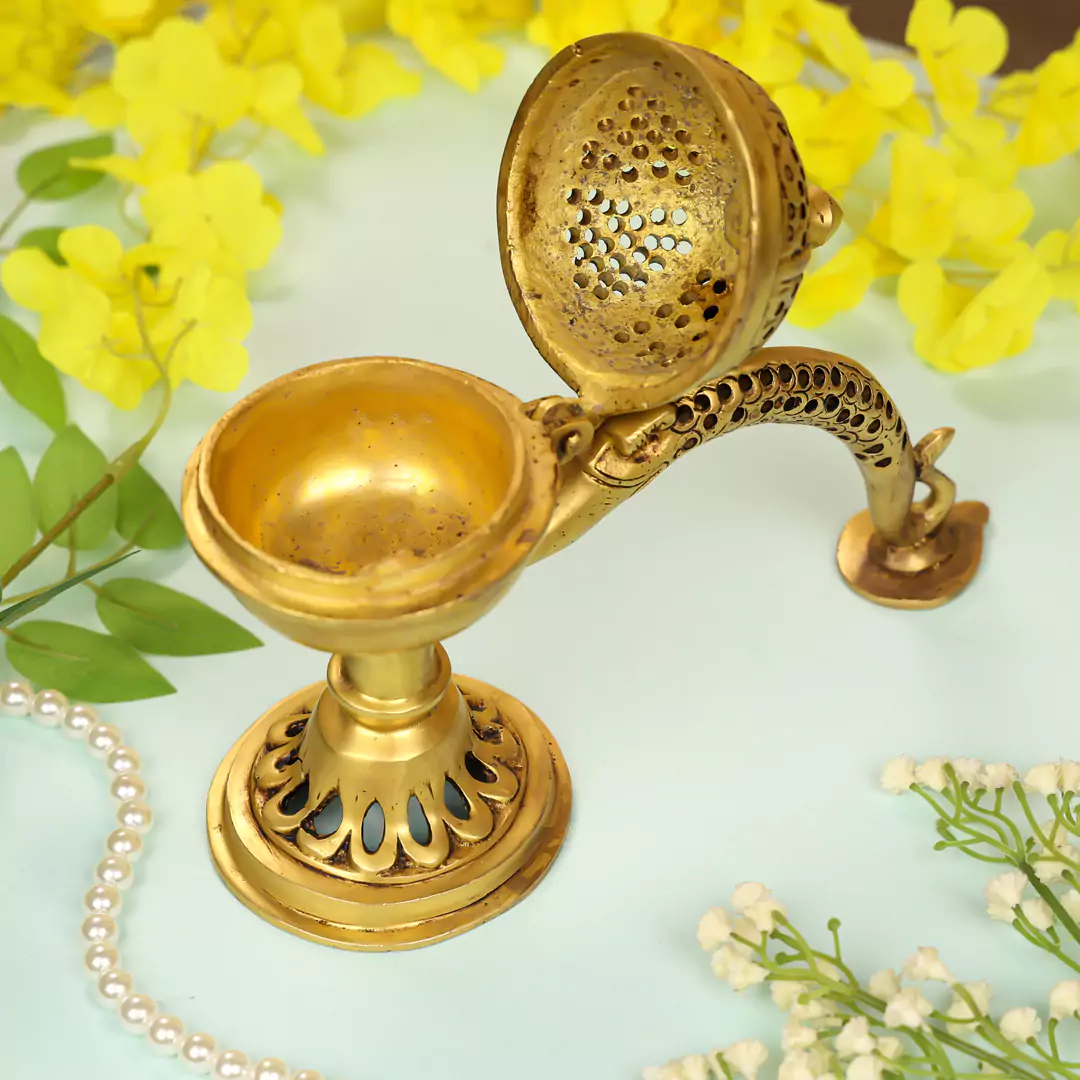 5" Brass Handle Incense Holder Loban Dhoop Dani - Image 3
