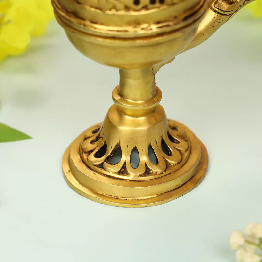 5" Brass Handle Incense Holder Loban Dhoop Dani - Image 6