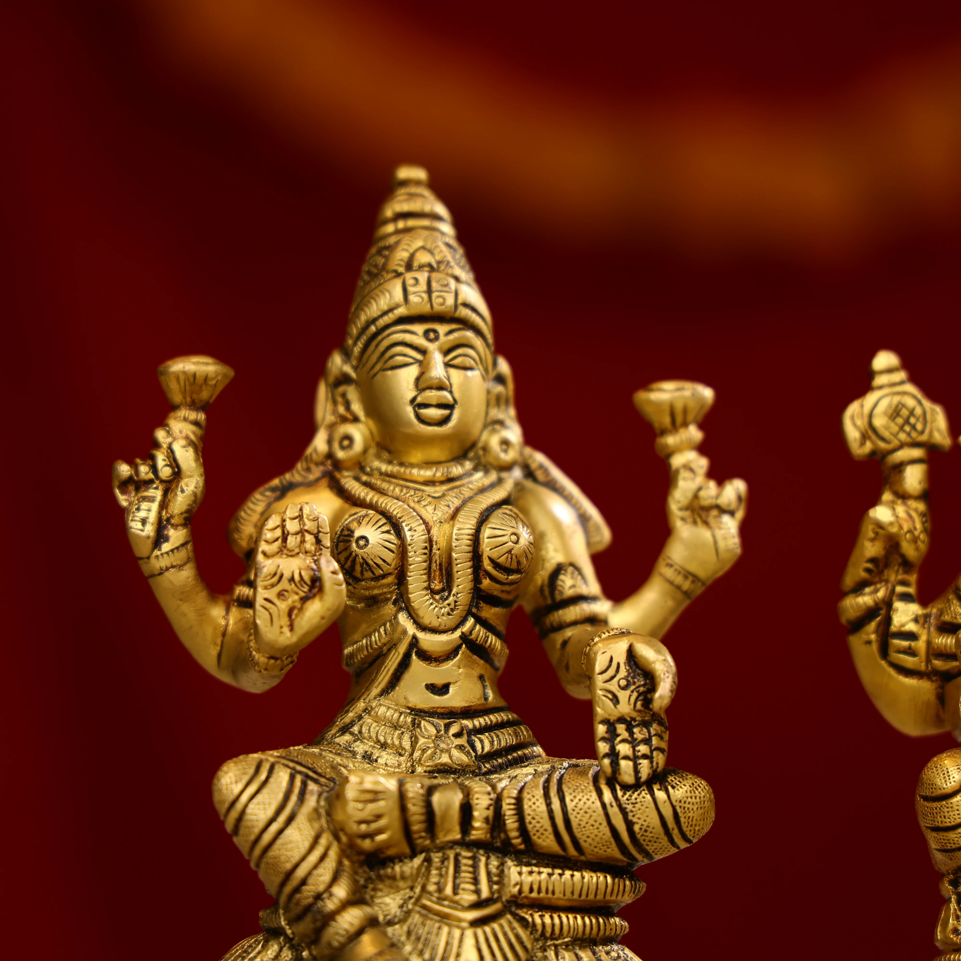 Brass Lord Ganesh Sculpture Sitting On A Pedestal - Image 4