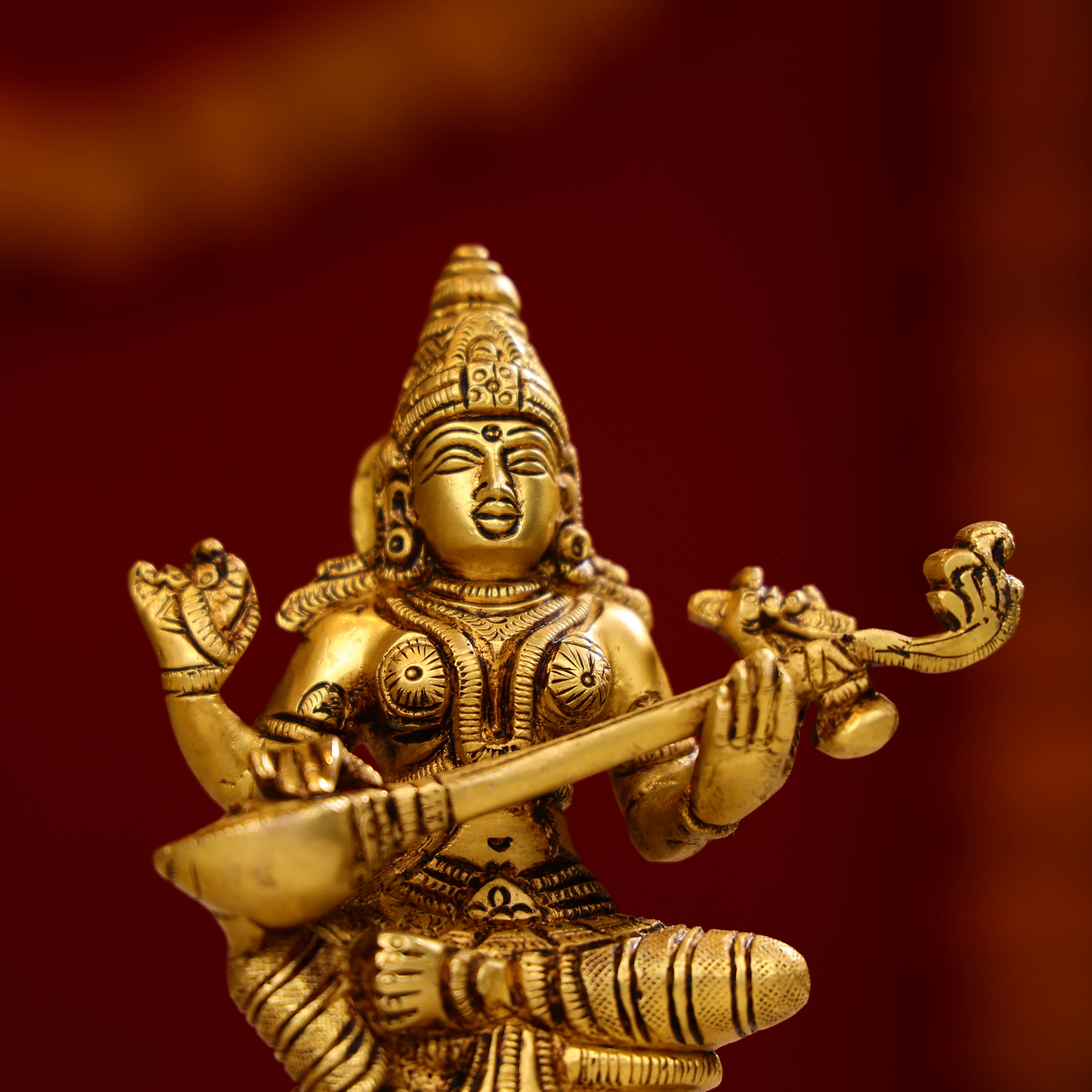 Brass Lord Ganesh Sculpture Sitting On A Pedestal - Image 5