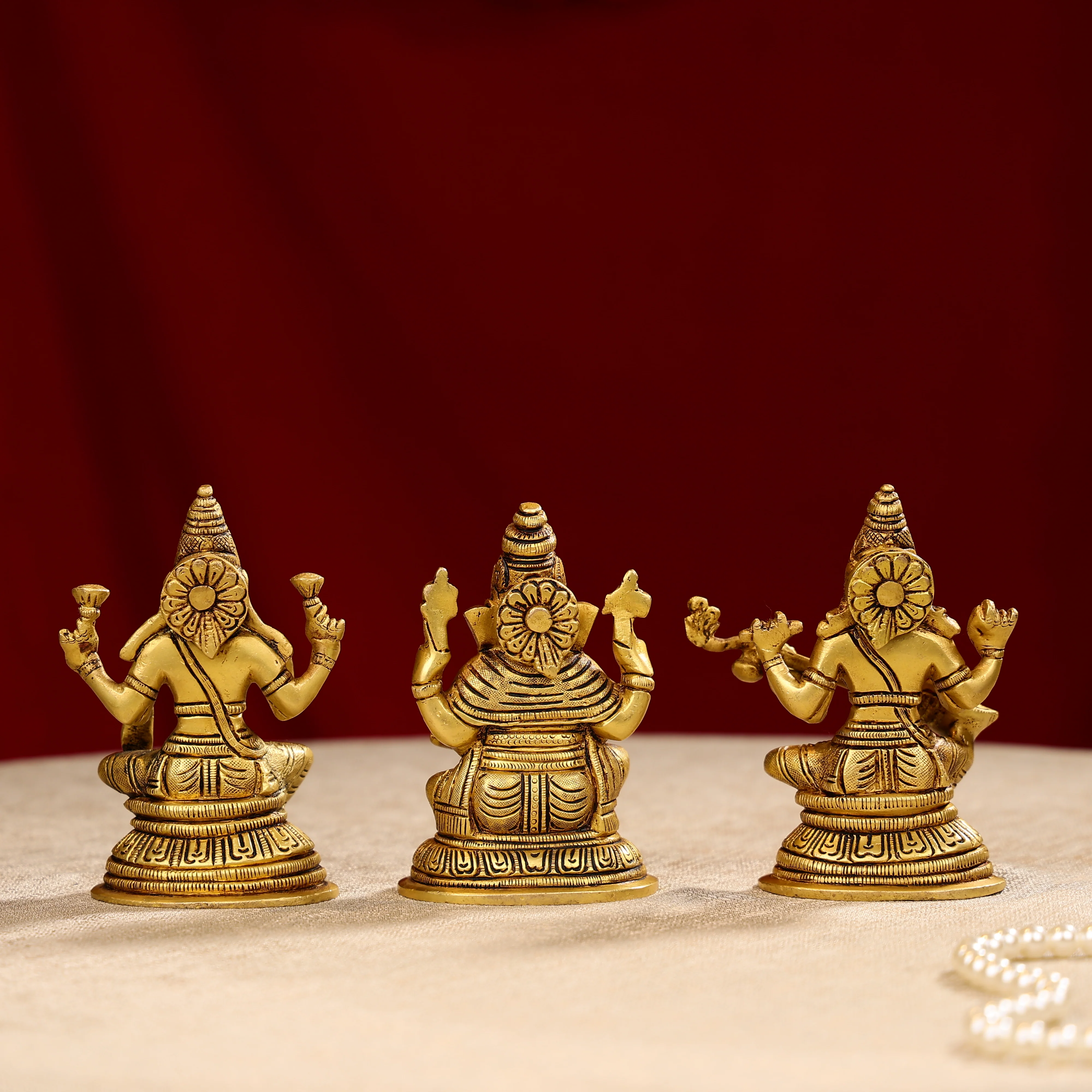 Brass Lord Ganesh Sculpture Sitting On A Pedestal - Image 6
