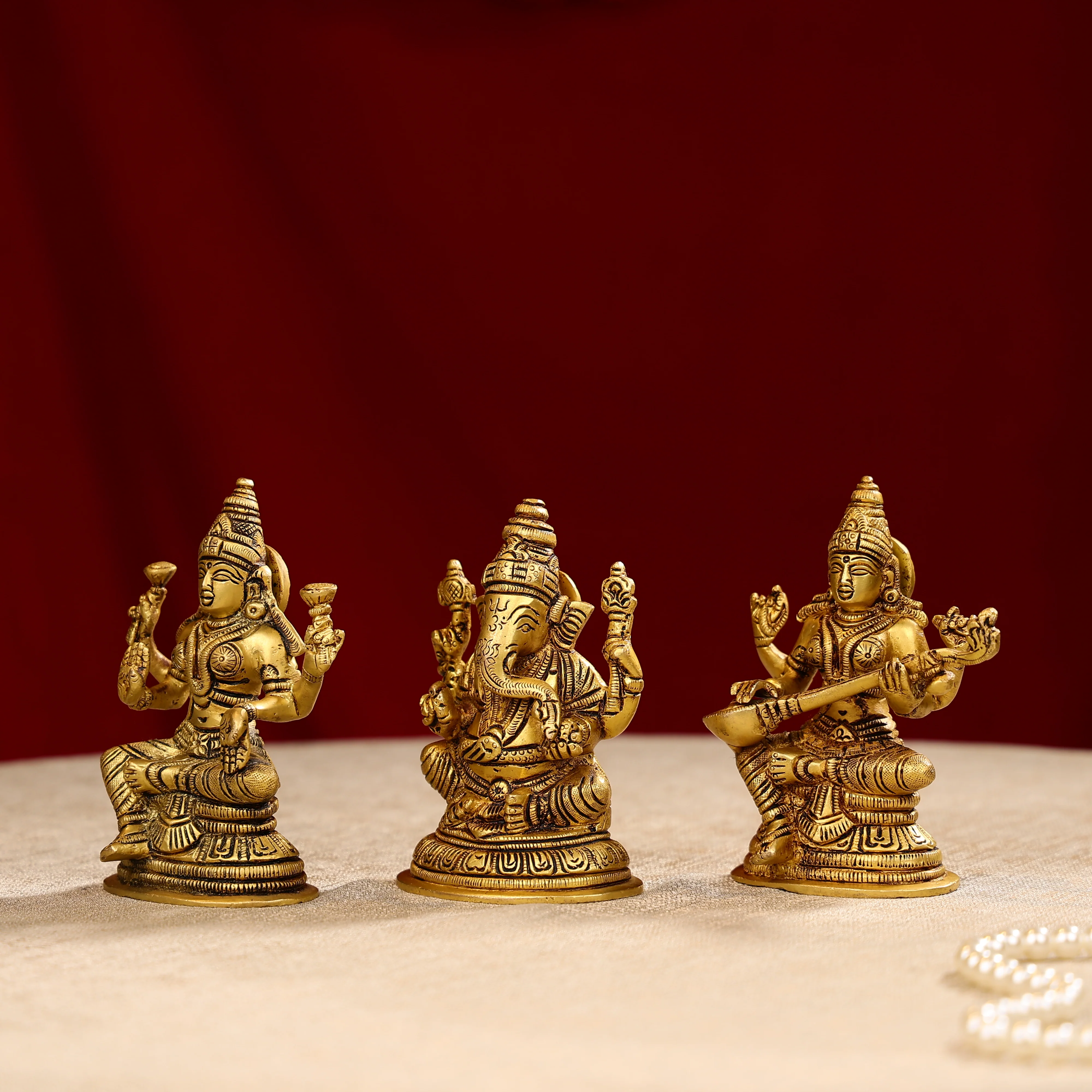 Brass Lord Ganesh Sculpture Sitting On A Pedestal - Image 7