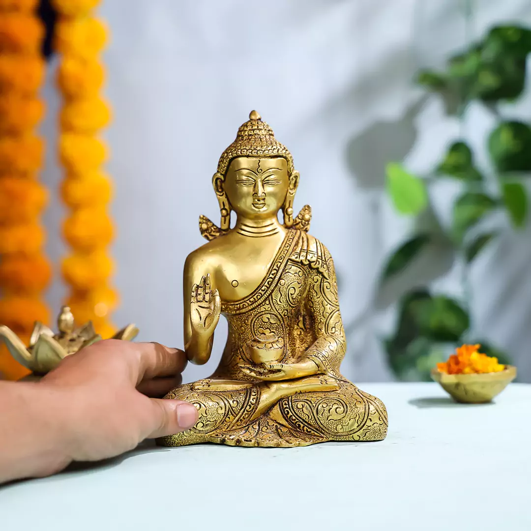 8" Brass Lord Buddha In Vitarka Mudra - Image 2