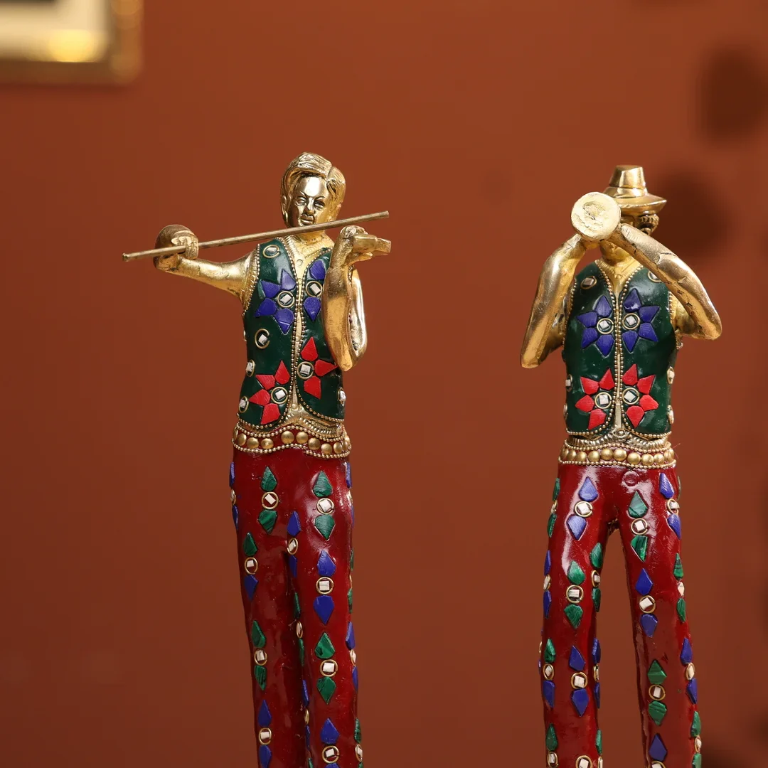 Brass Musicians With Stone Work set of Five - Image 3