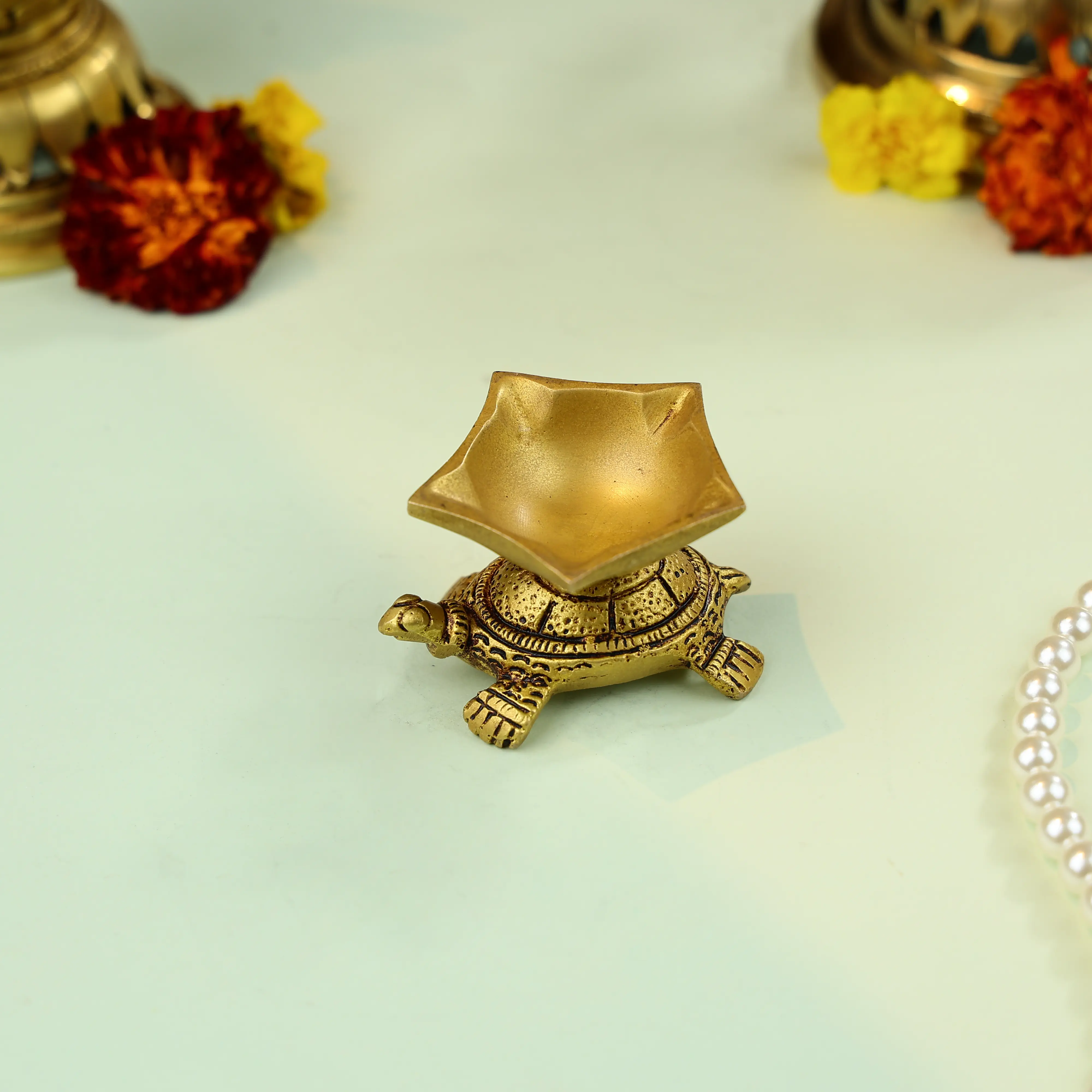 3" Brass Panchdiya On Tortoise