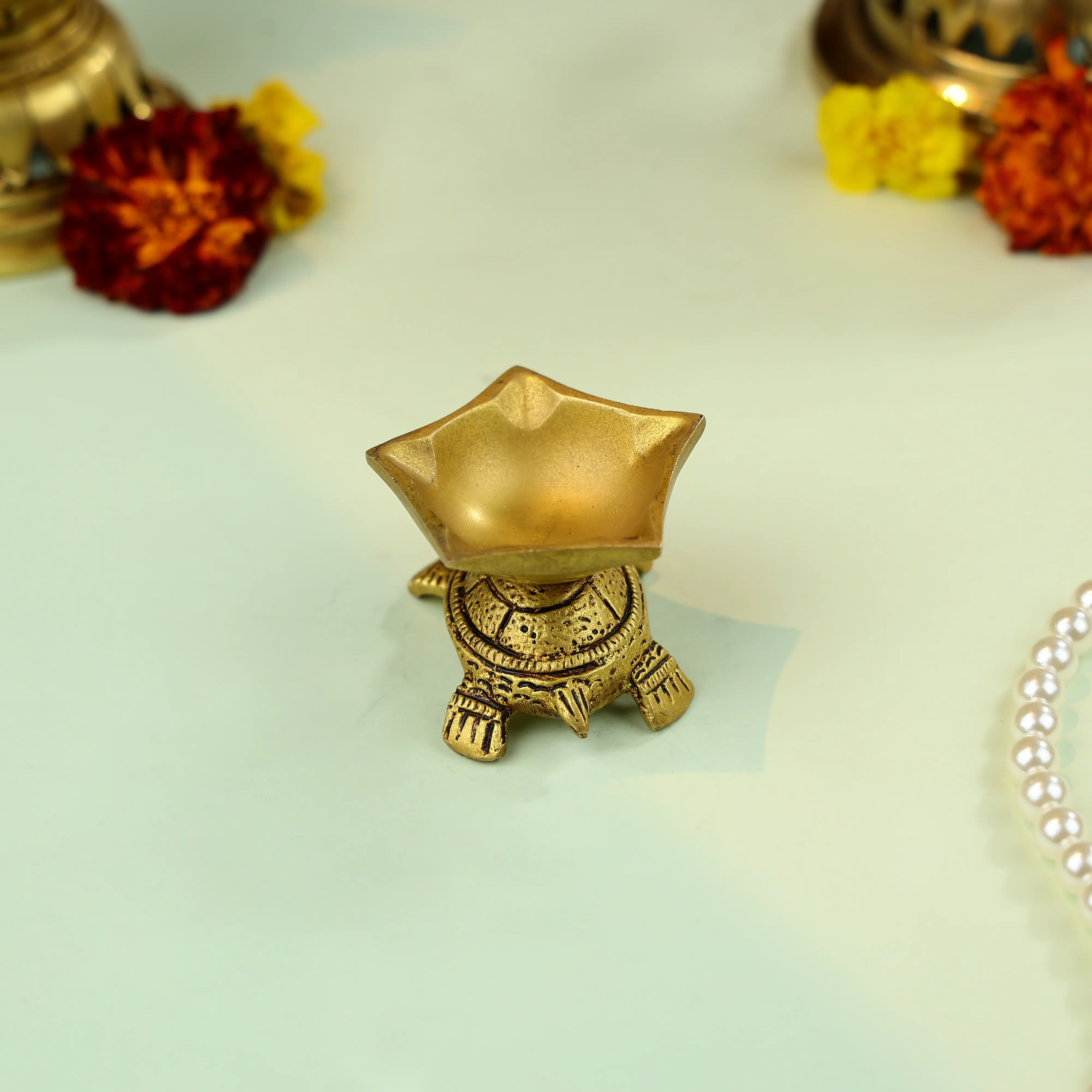 3" Brass Panchdiya On Tortoise - Image 2