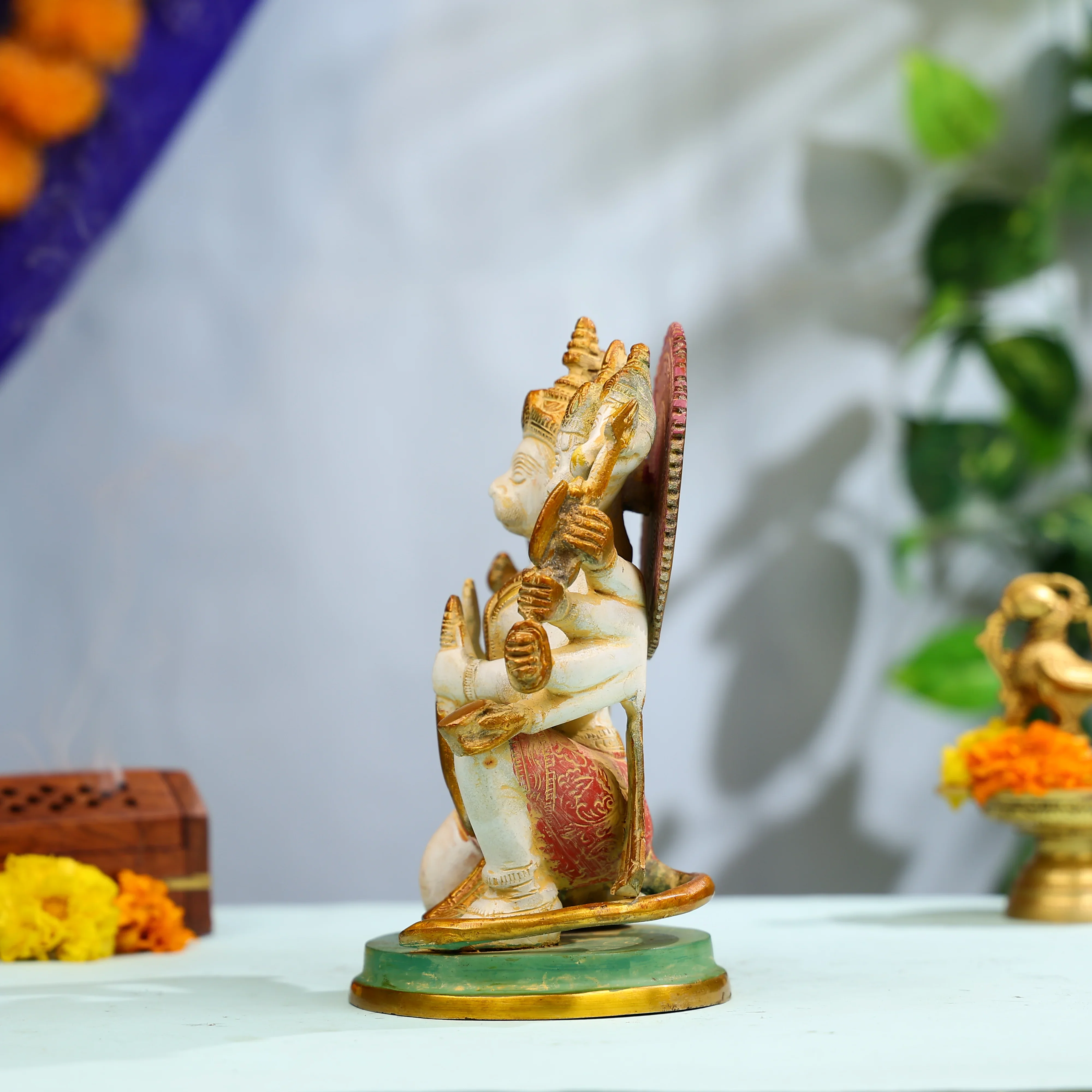 9" Coloured Brass Panchmukhi Hanuman Idol - Image 2