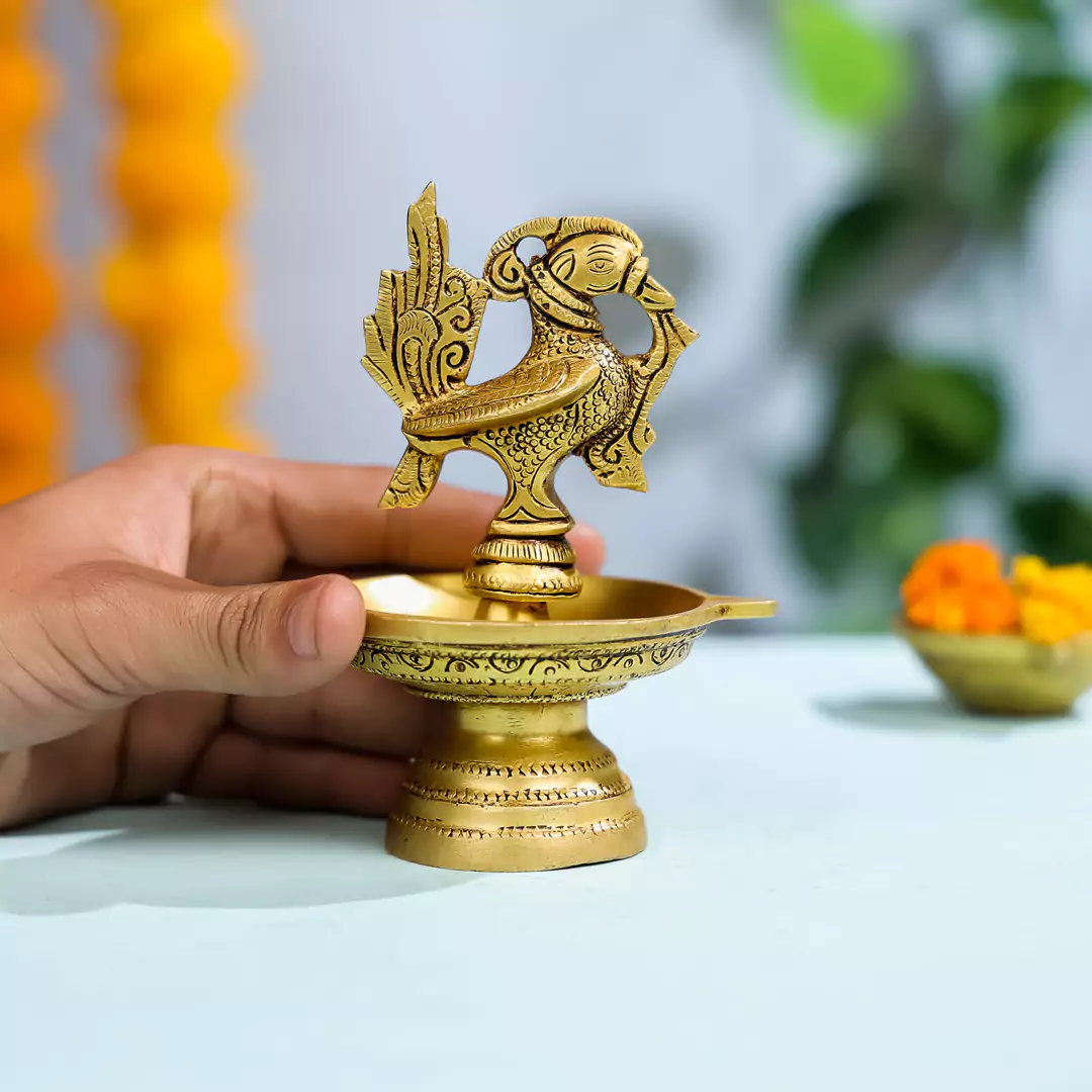 Brass Peacock Diya - Image 4