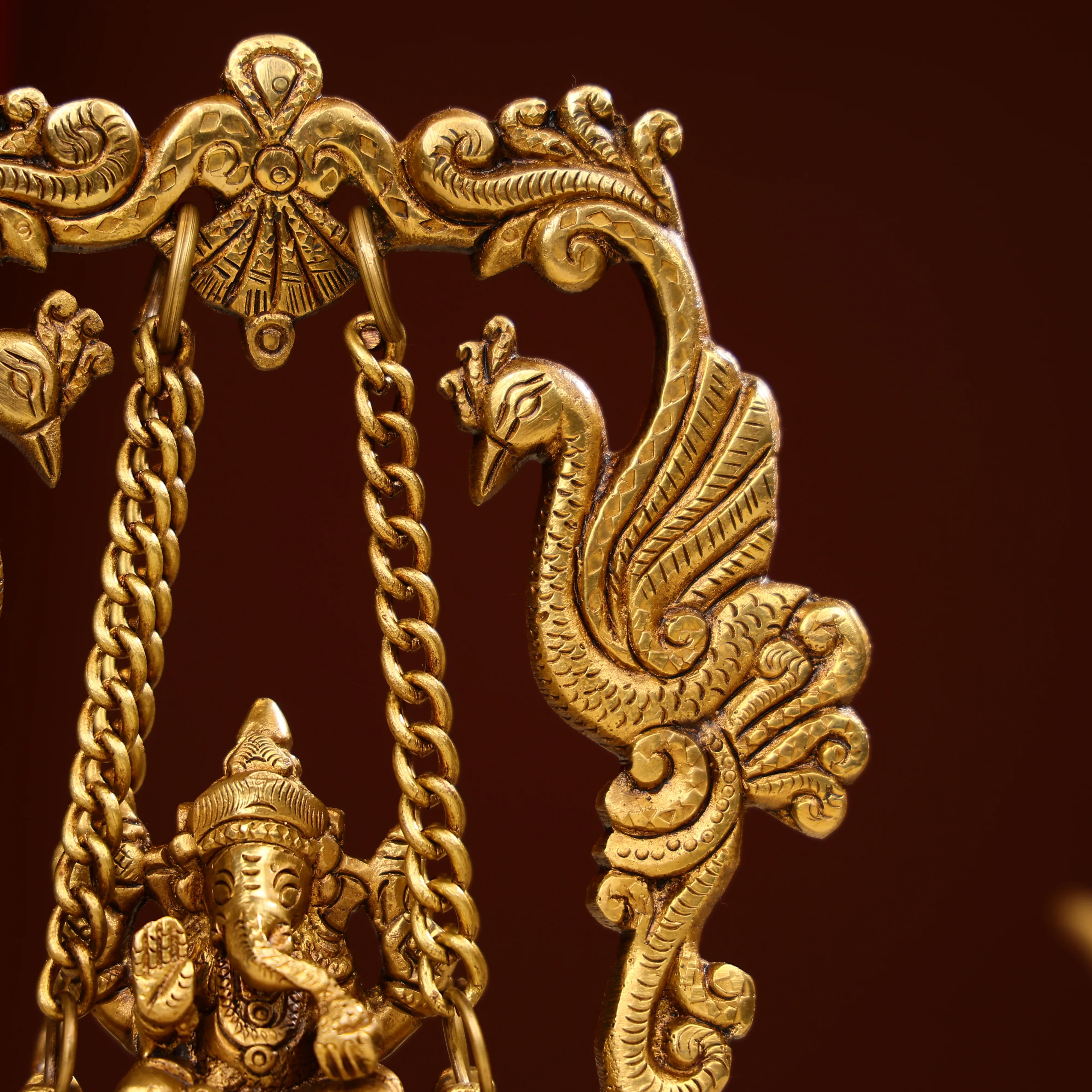 Brass Showpiece Ganesh Jhula God Idol Statue - Image 7