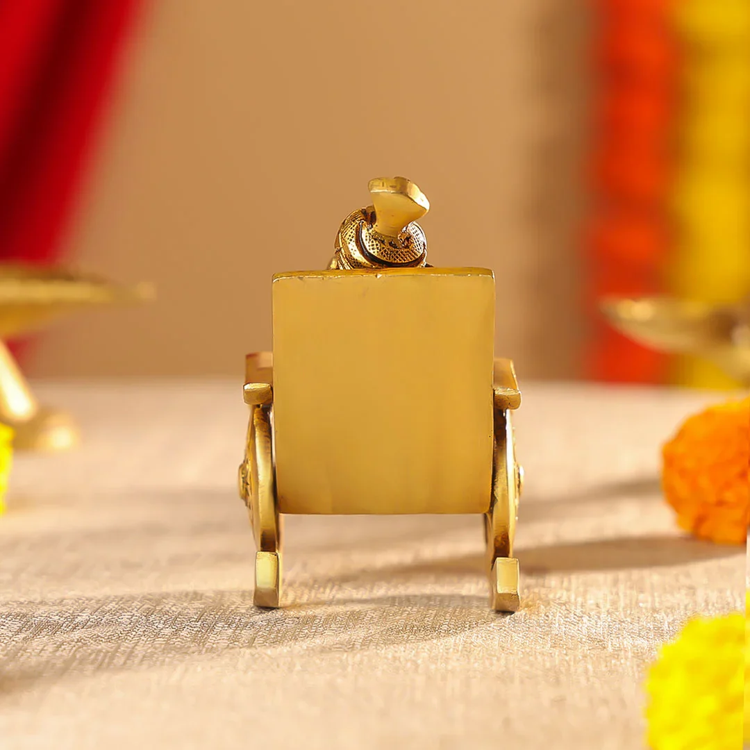 Brass Superfine Lord Ganesha Seated On A Rocking Chair - Image 4