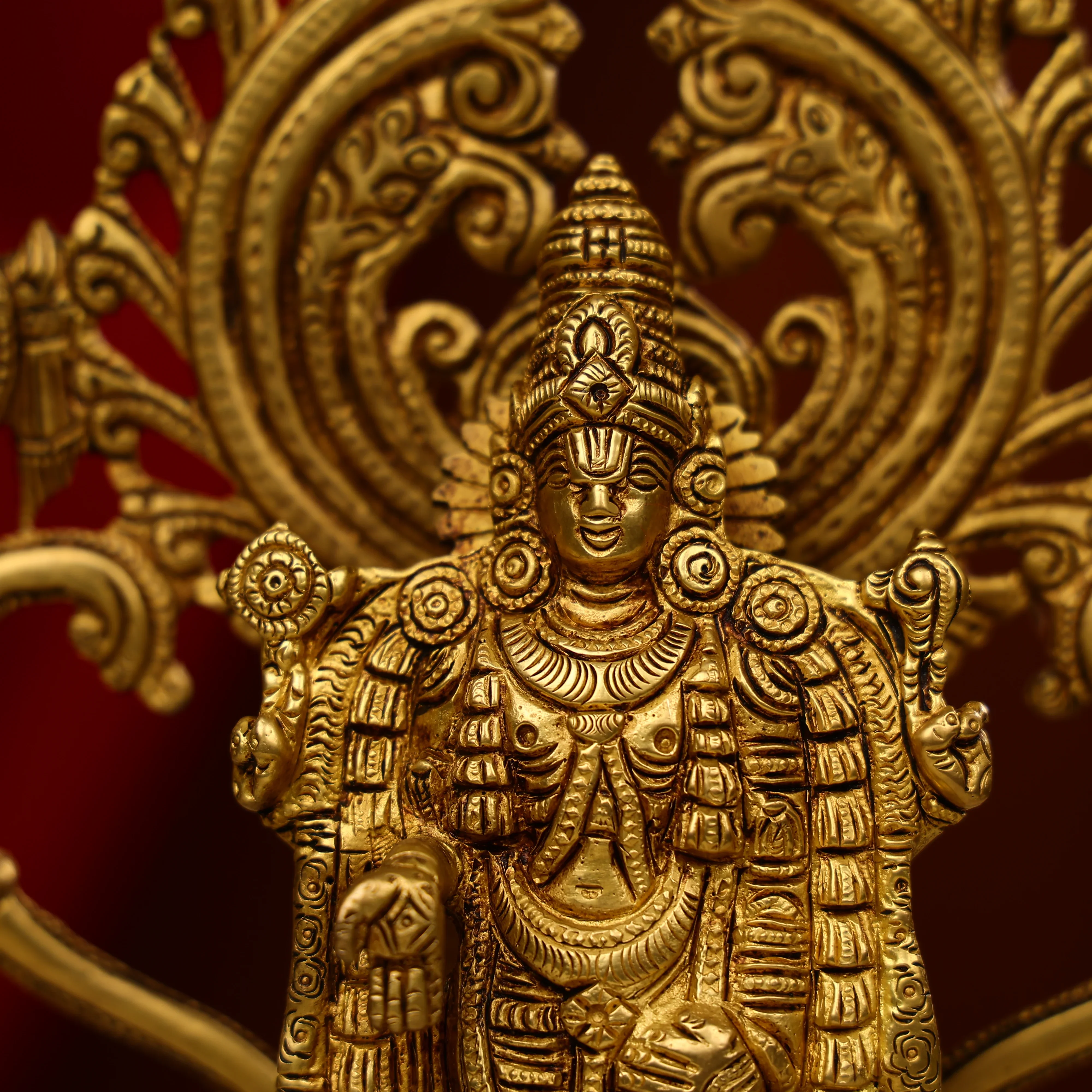 10" Super Fine Brass Tirupati Balaji Venkateshwara Idol - Image 3