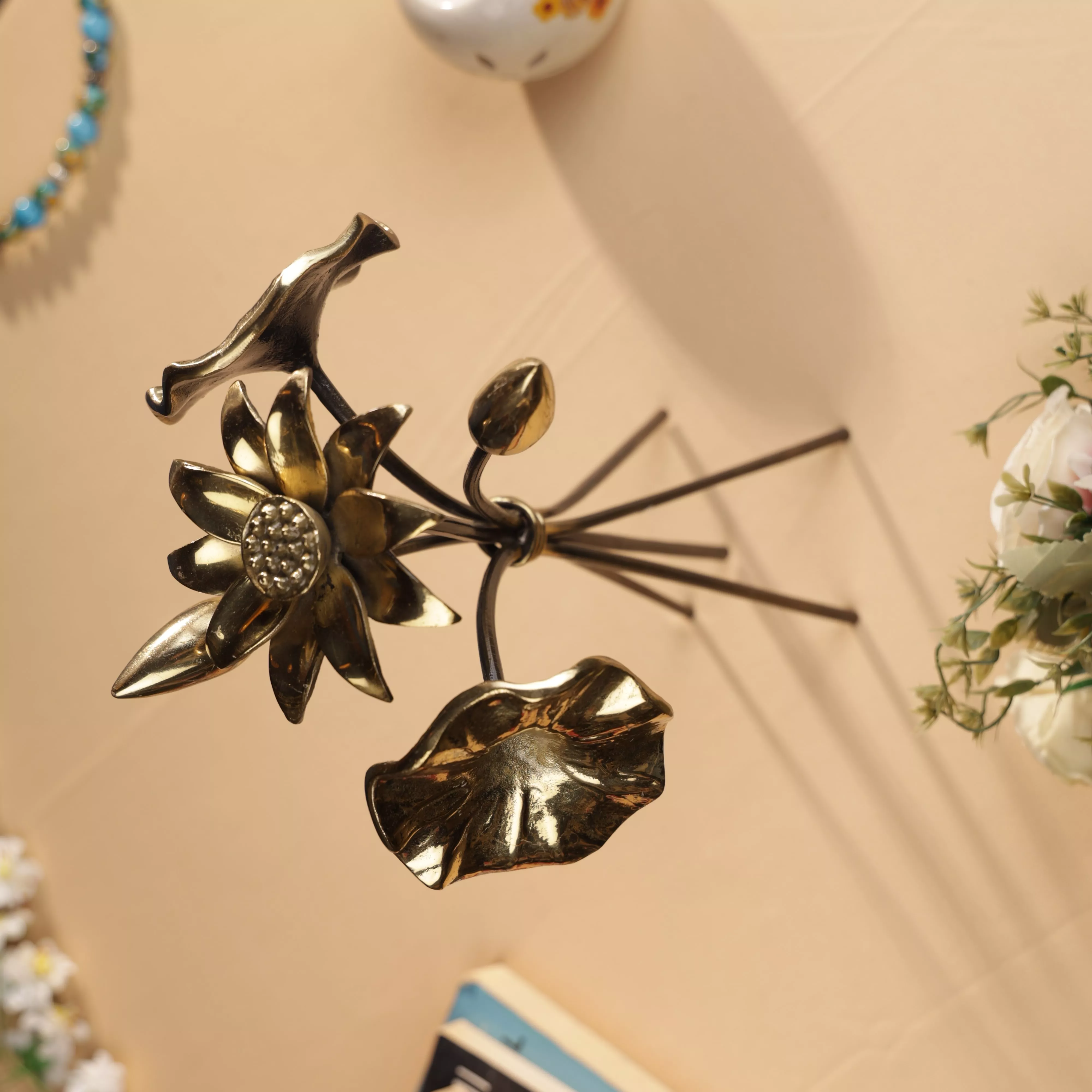 Brass Tulip & Sunflower Bouqet Table Decor - Image 3