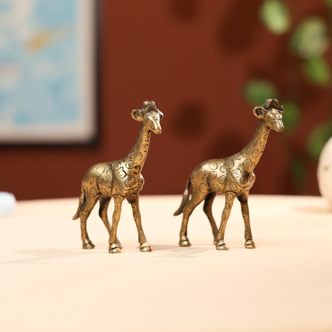 Brass White Antique Giraffe
