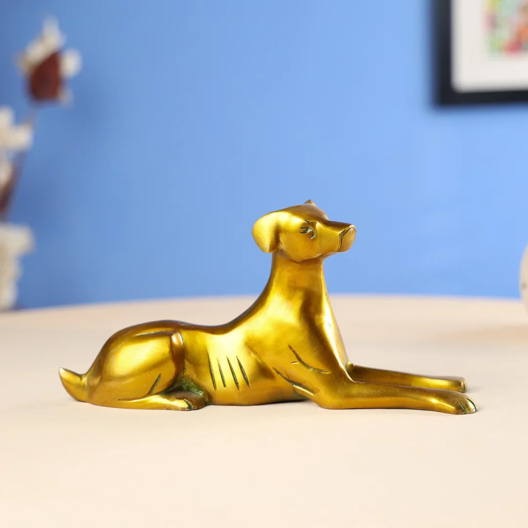Brass Yellow Antique Dog - Image 2