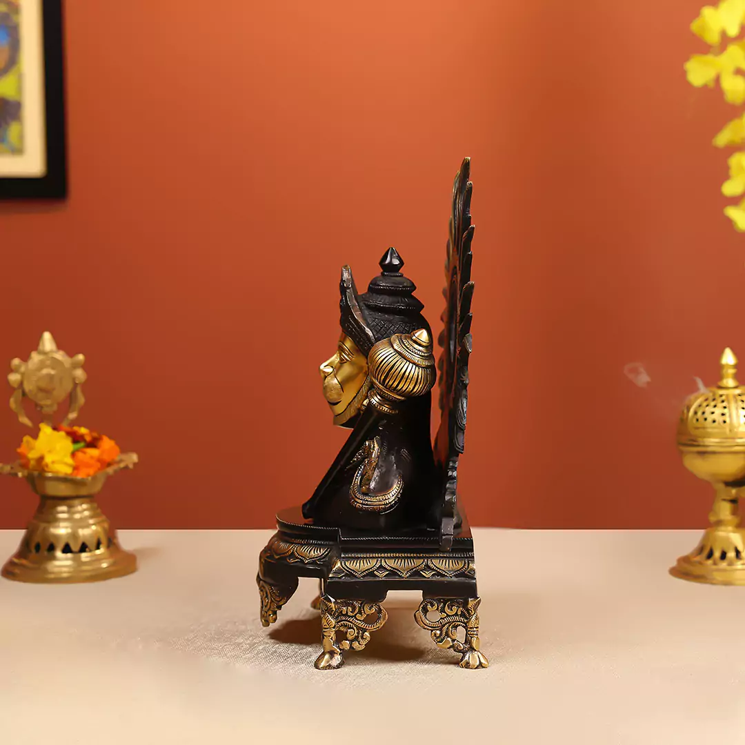 14.5" Coloured Brass Lord Hanuman Bust Idol Antique Finish - Image 4