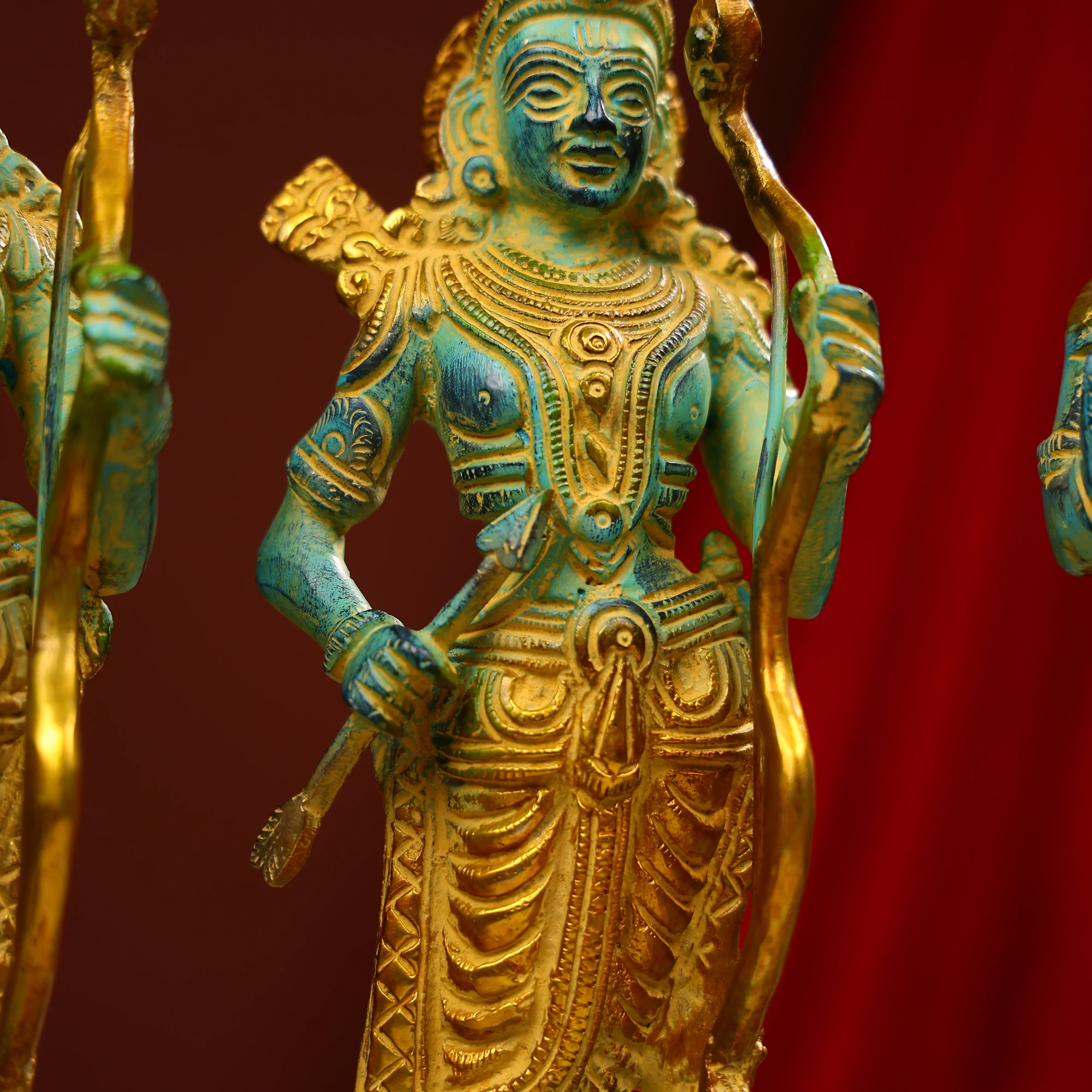Coloured Brass Ram Darbar Statue - Image 11