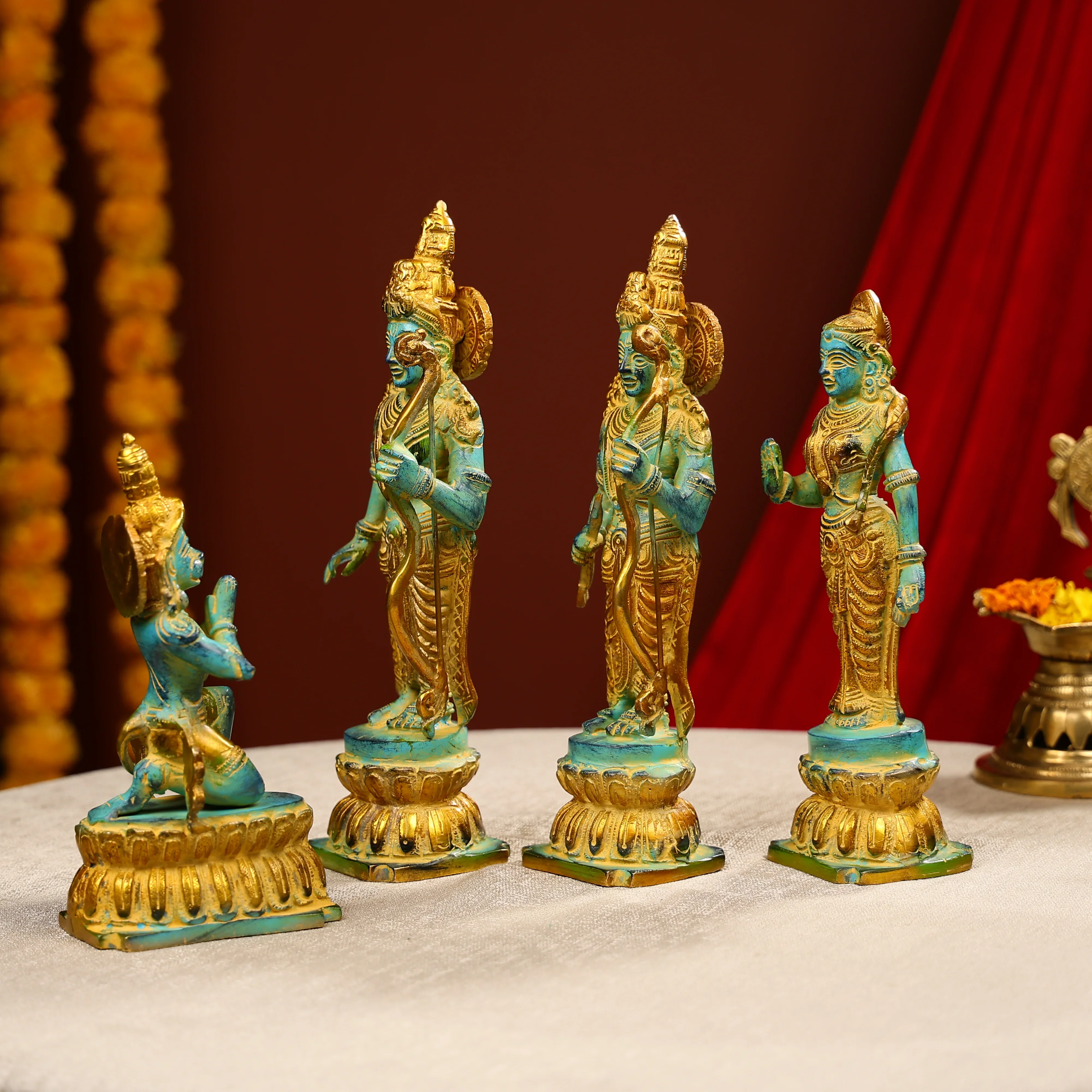 Coloured Brass Ram Darbar Statue - Image 2