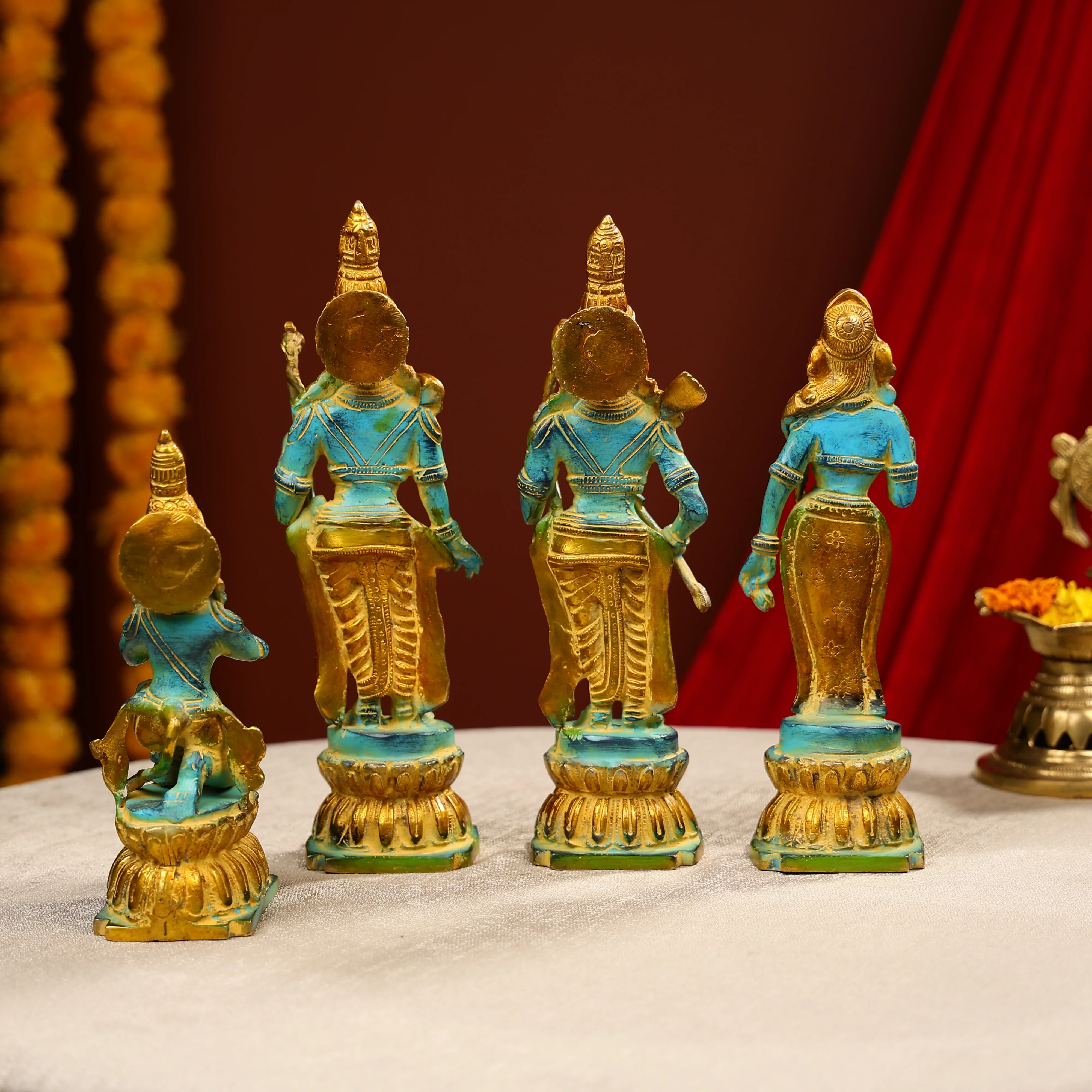 Coloured Brass Ram Darbar Statue - Image 4
