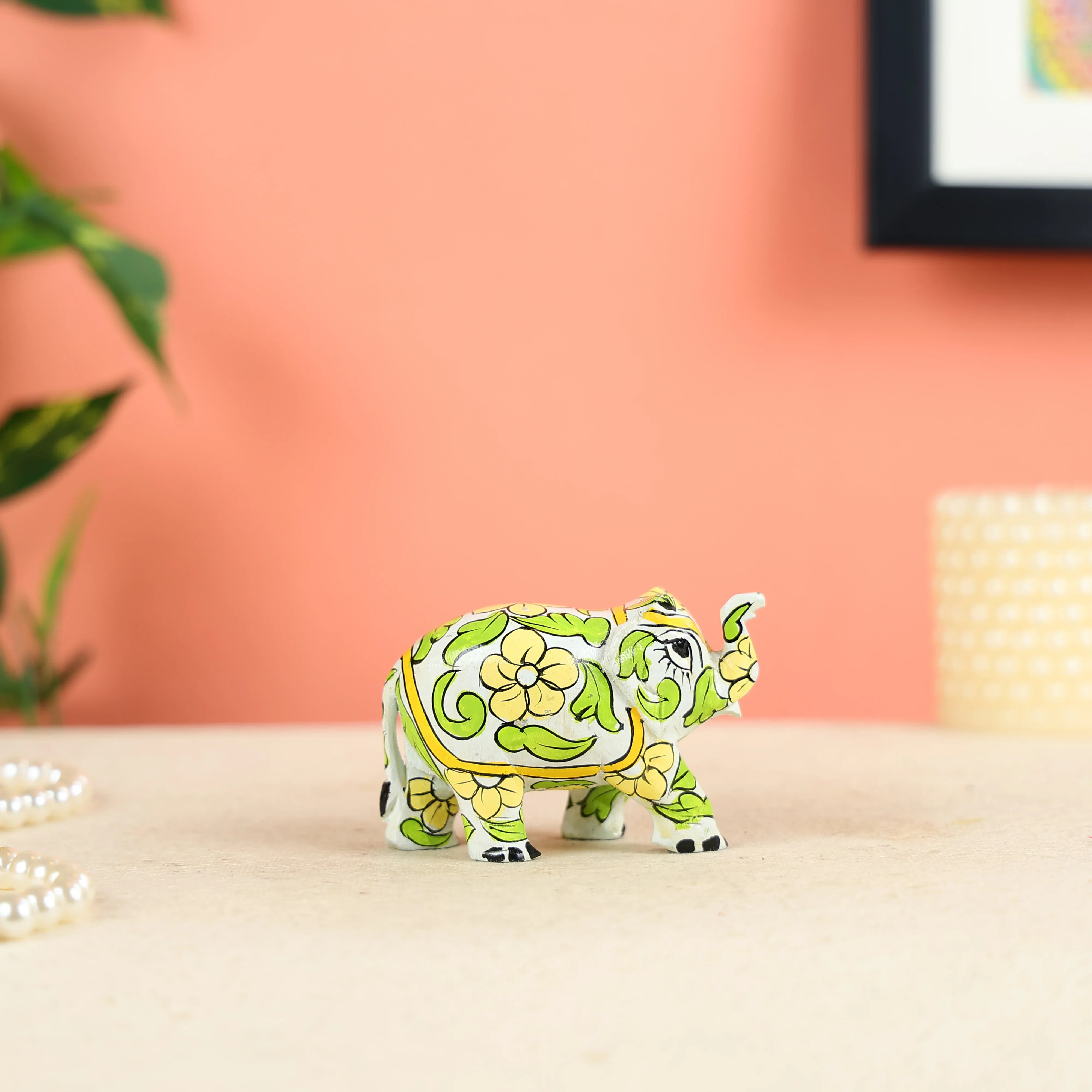 Colourful Miniature Elephant Mango Wood Statue - Image 3