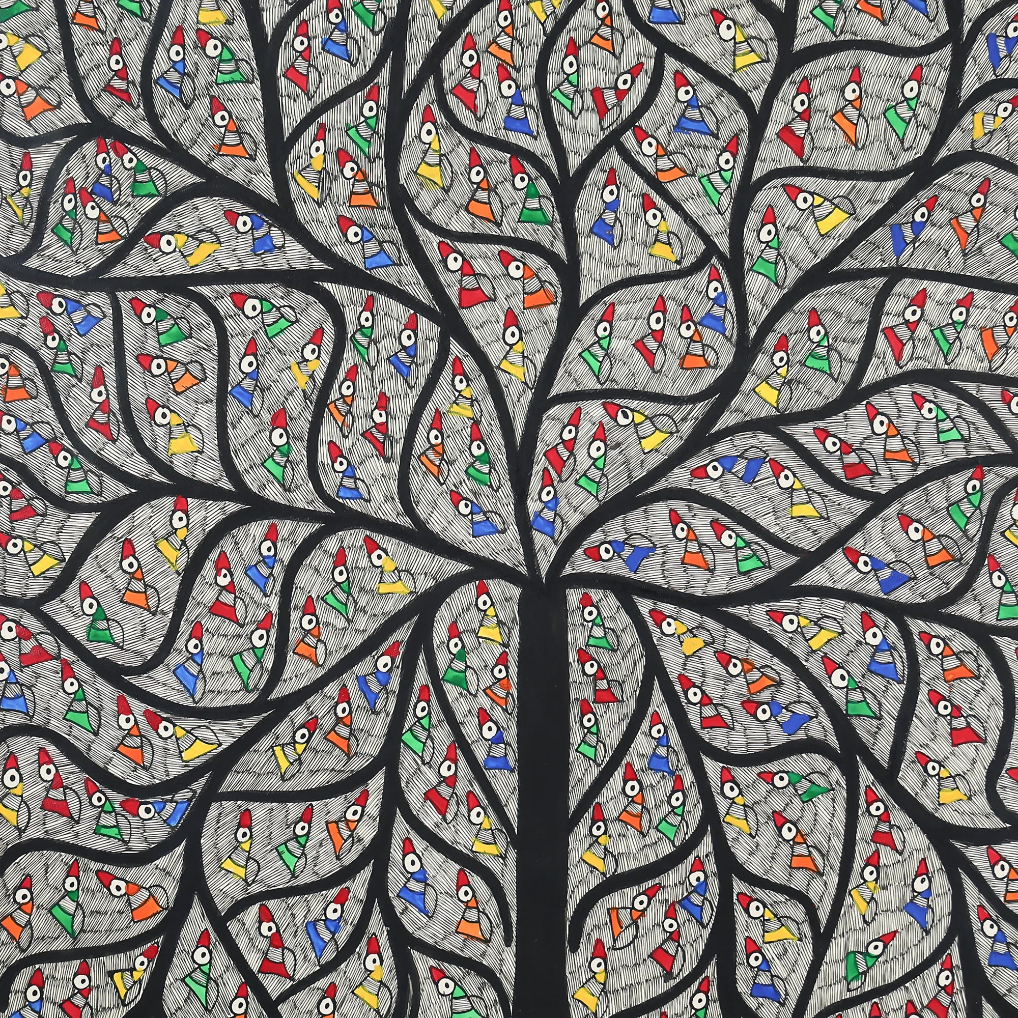 Madhubani Hand-Painted Tree Of Life Wall Art - Image 4
