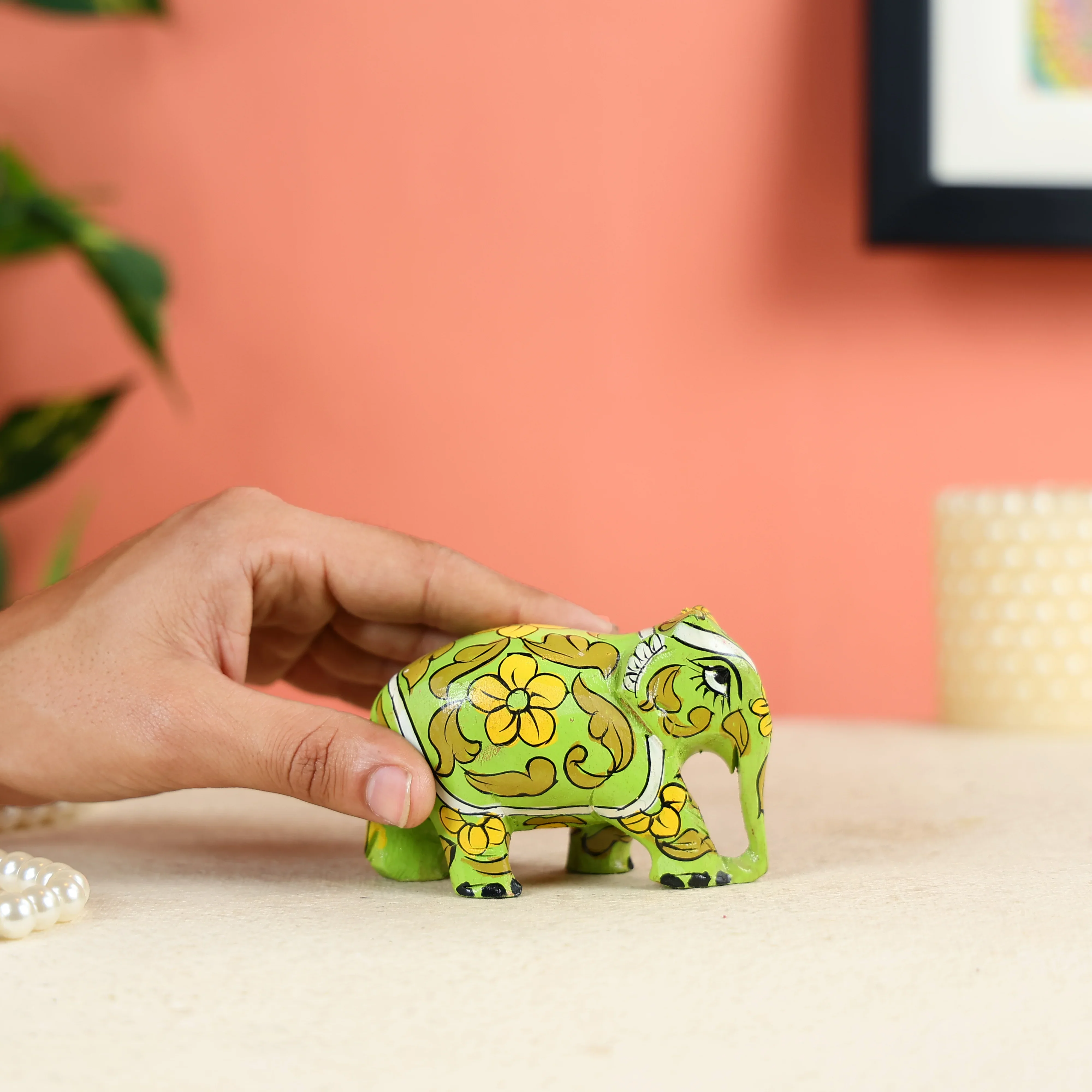 Contemporary Art Miniature Elephant State Carved From Mango Wood - Image 5