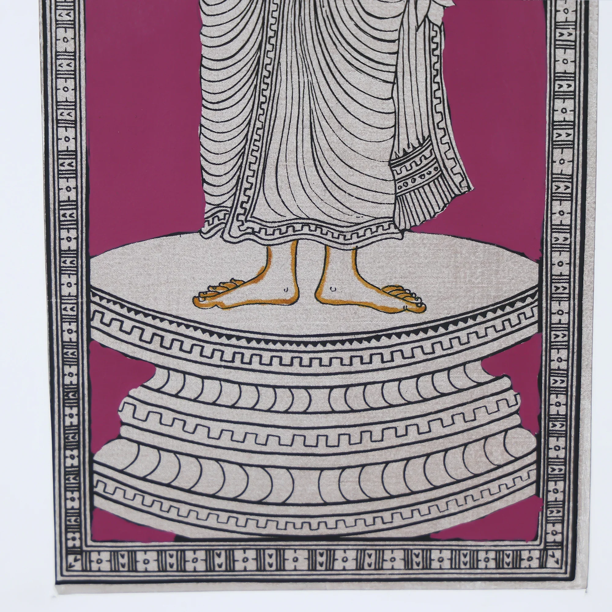 Elegant Buddha Hand-Painted Wall Art on Vibrant Background - Image 2