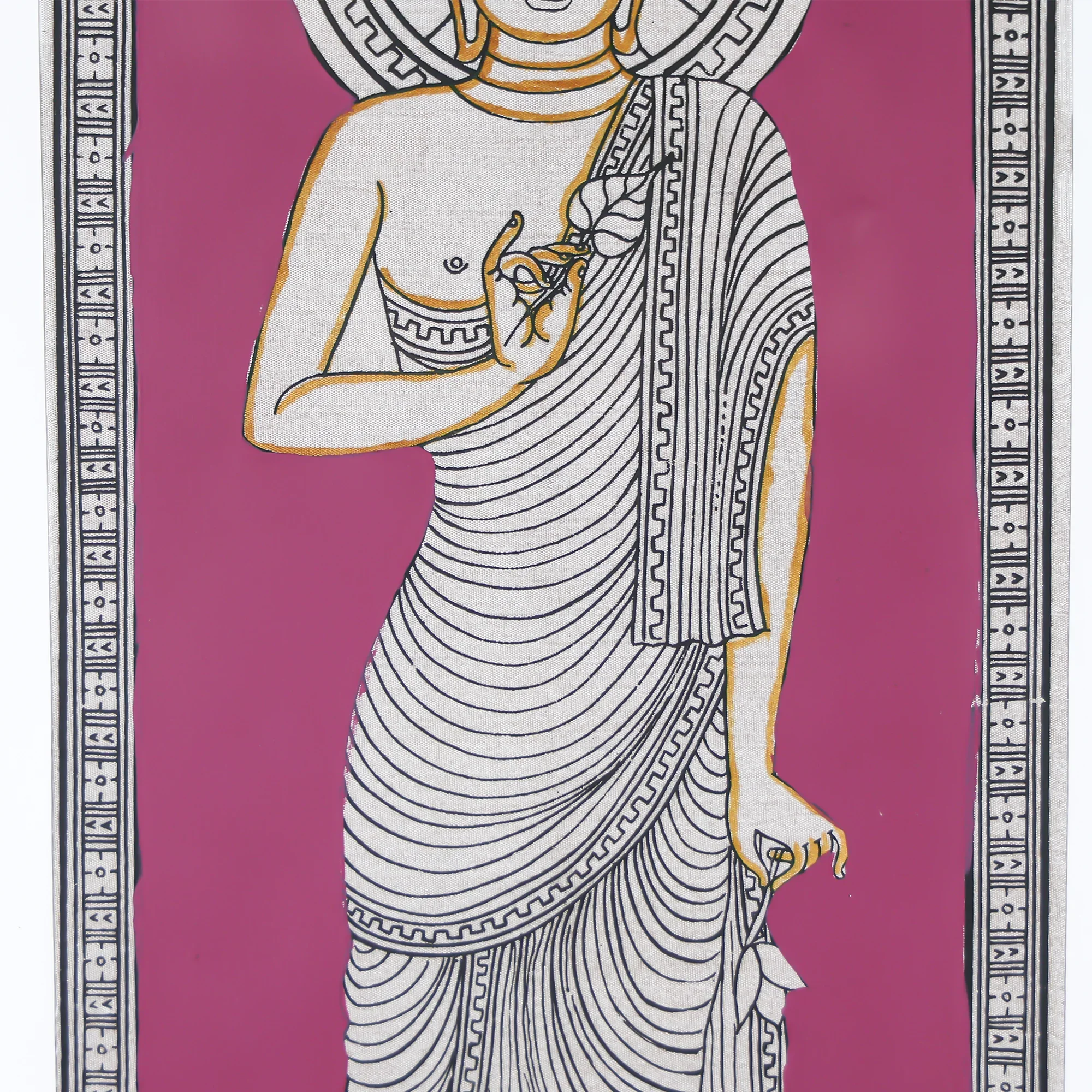 Elegant Buddha Hand-Painted Wall Art on Vibrant Background - Image 3