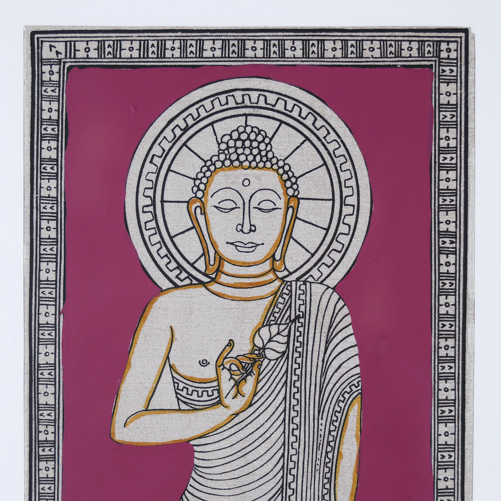 Elegant Buddha Hand-Painted Wall Art on Vibrant Background - Image 4