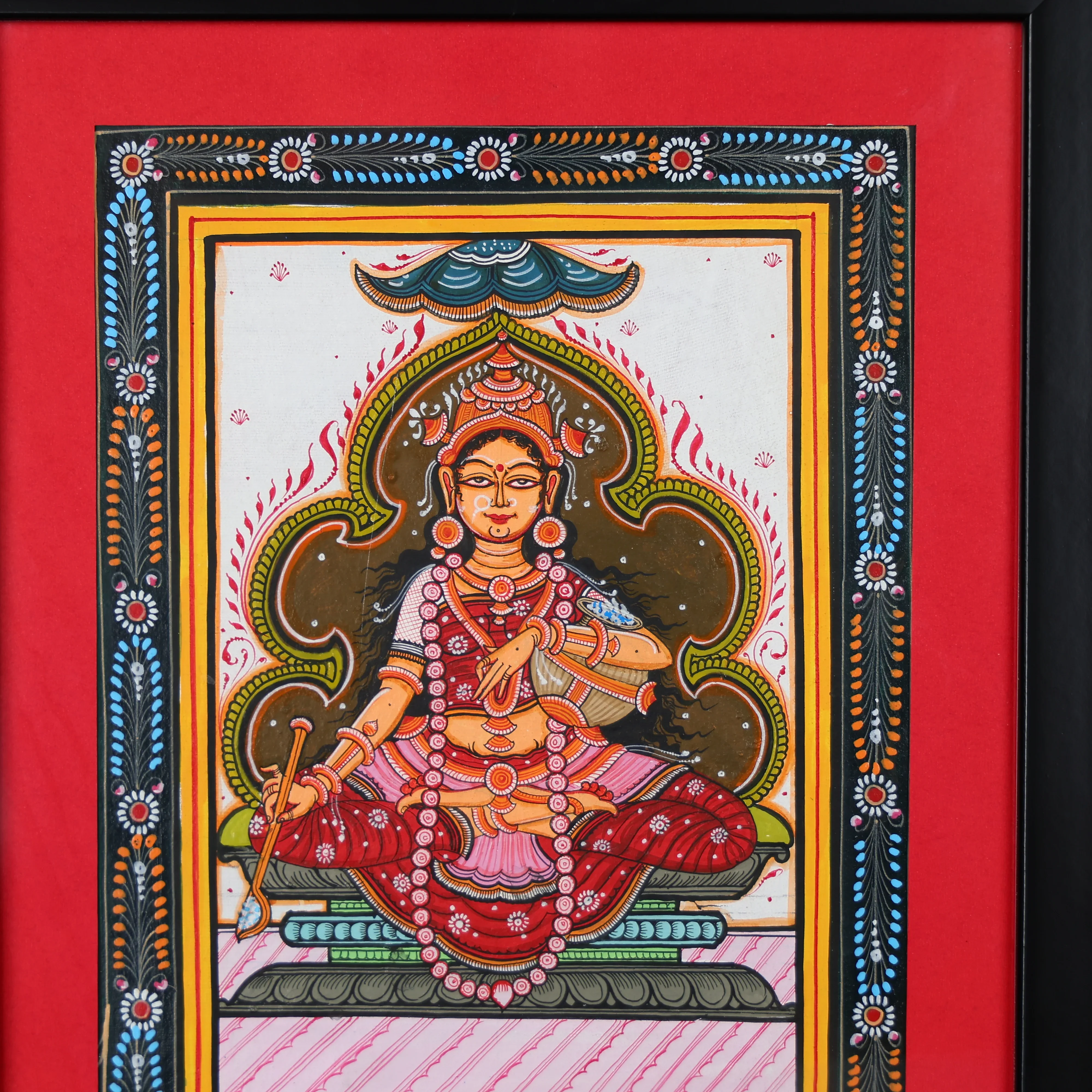 Pattachitra Hand-painted Goddess Annapurna Framed Wall Art - Image 3