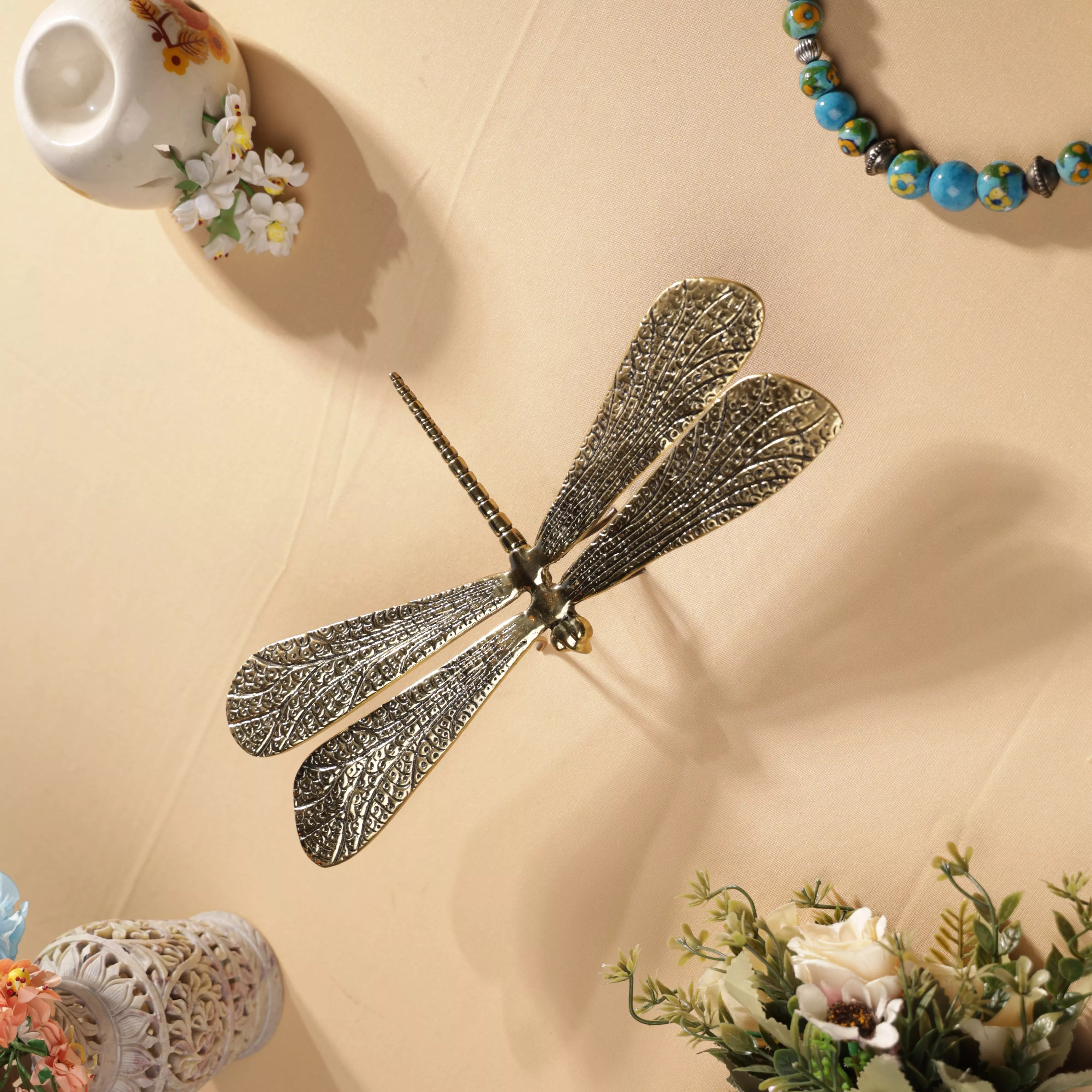 Golden Brass Dragon Fly Table Decor - Image 2