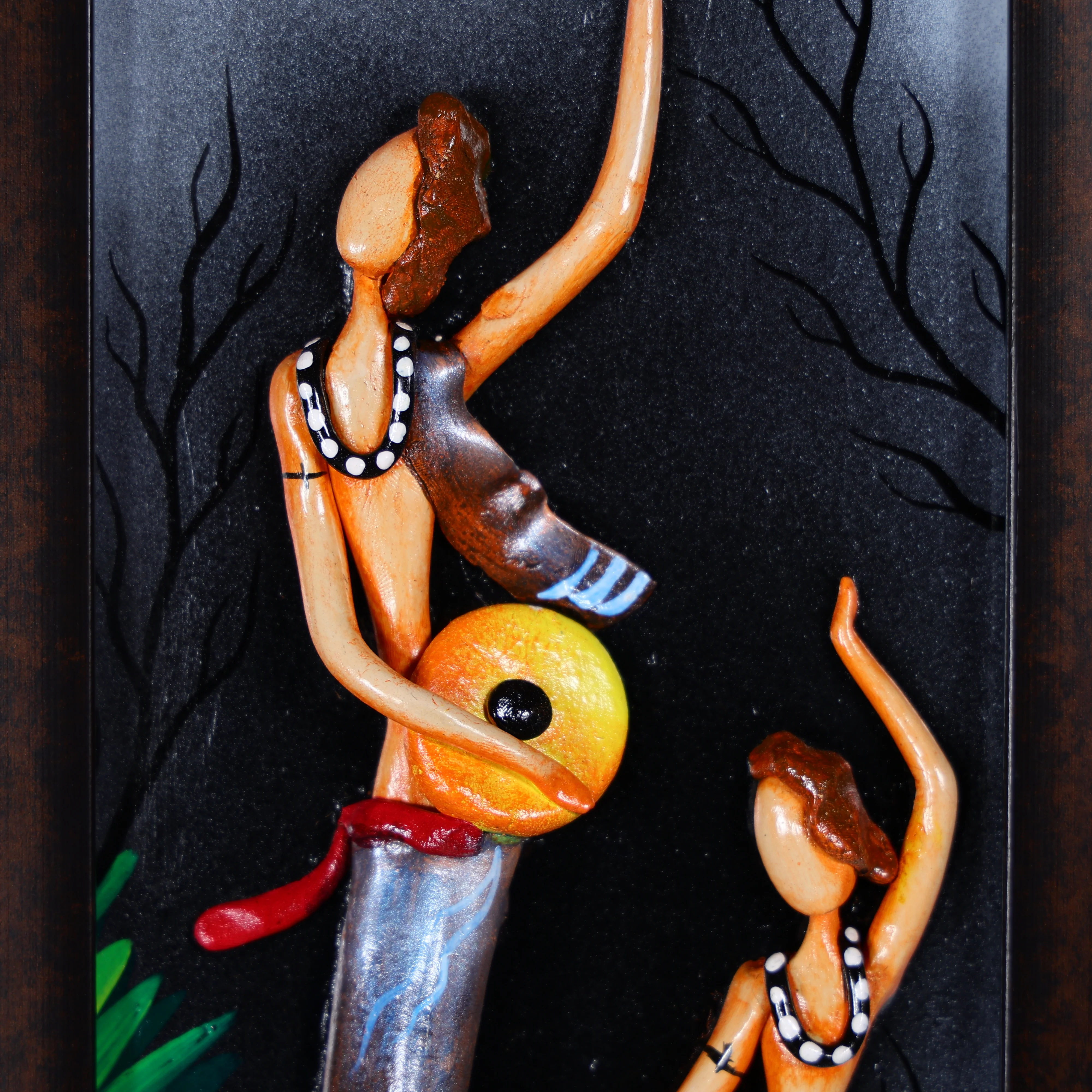 23" Hand Painted Clay Wall Art in Multicolored Finish - Vertical - Image 5