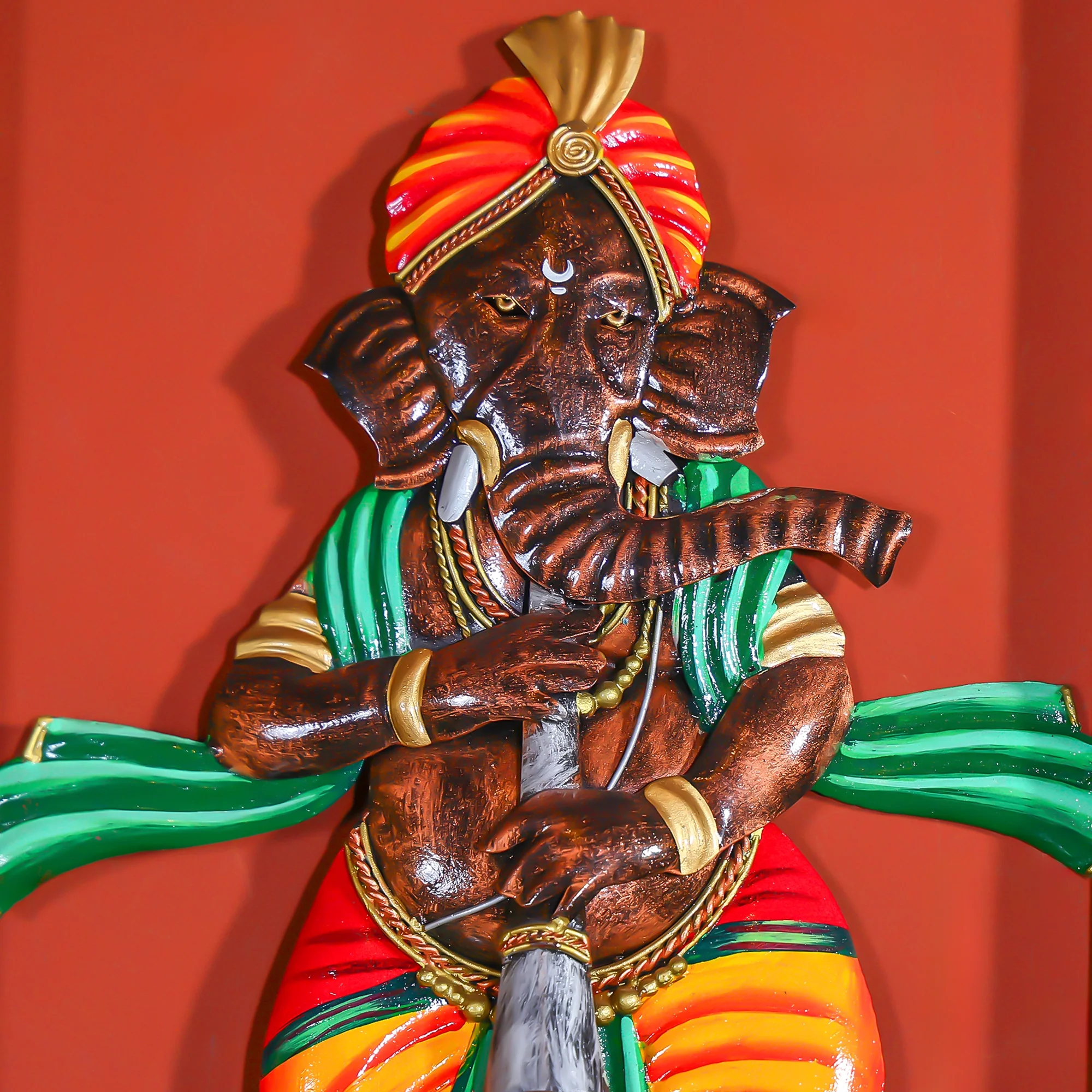 Hand Painted Iron Lord Ganesha Wall Art - Image 2