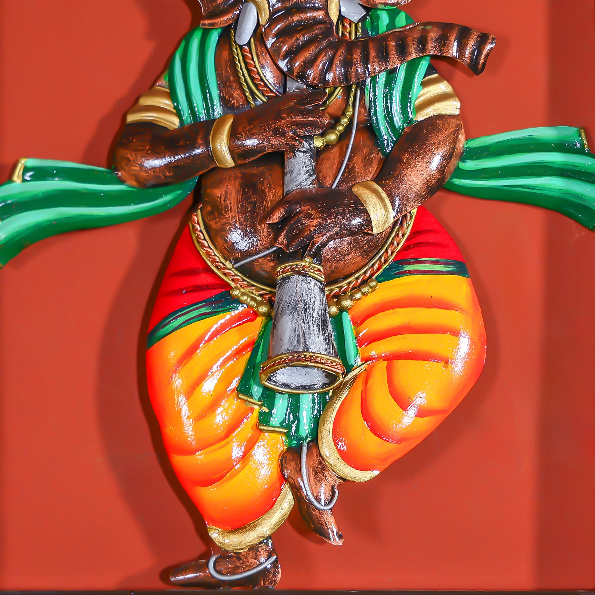 Hand Painted Iron Lord Ganesha Wall Art - Image 3